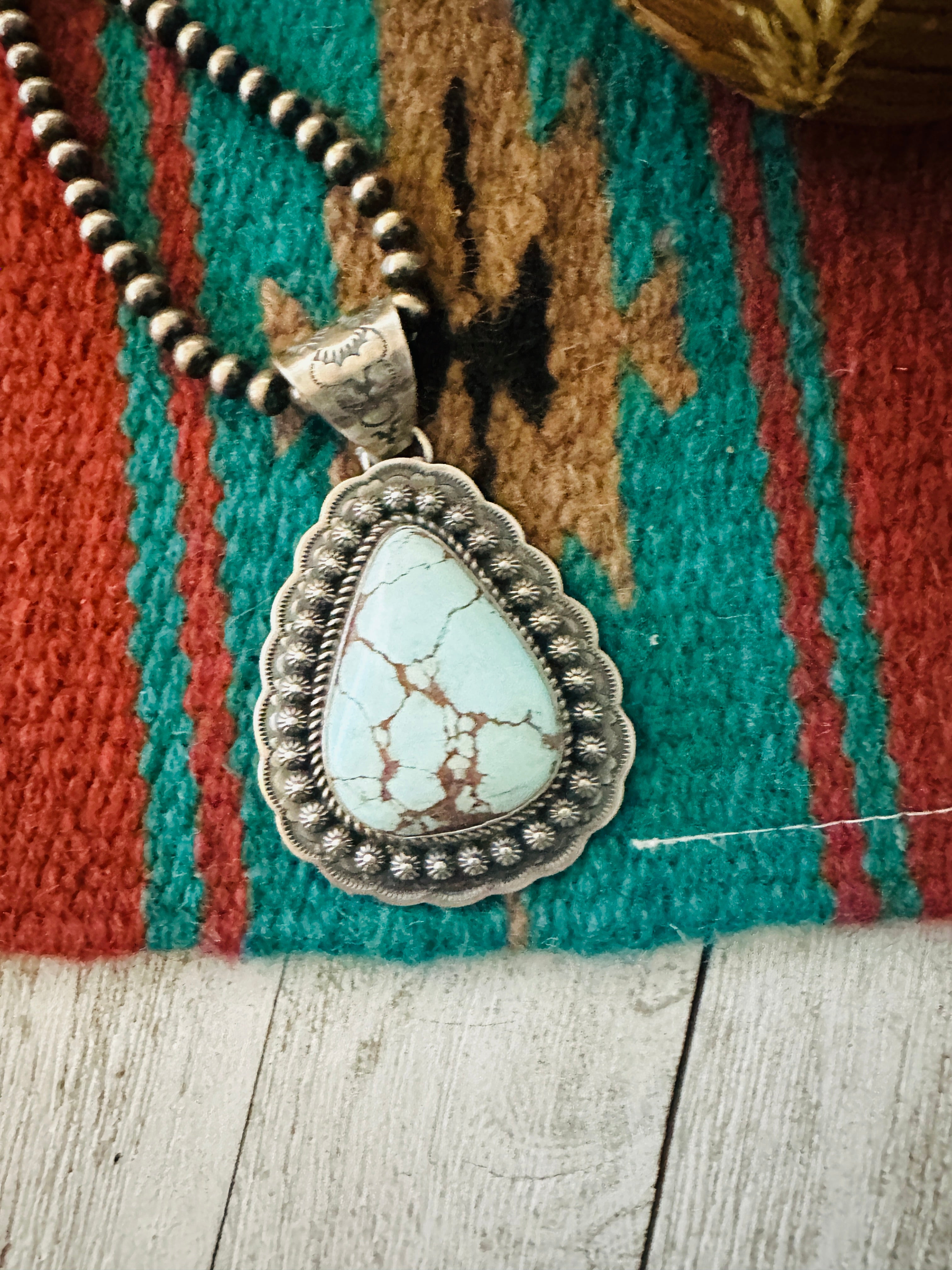 Navajo Sterling Silver & Golden Hills Turquoise Pendant