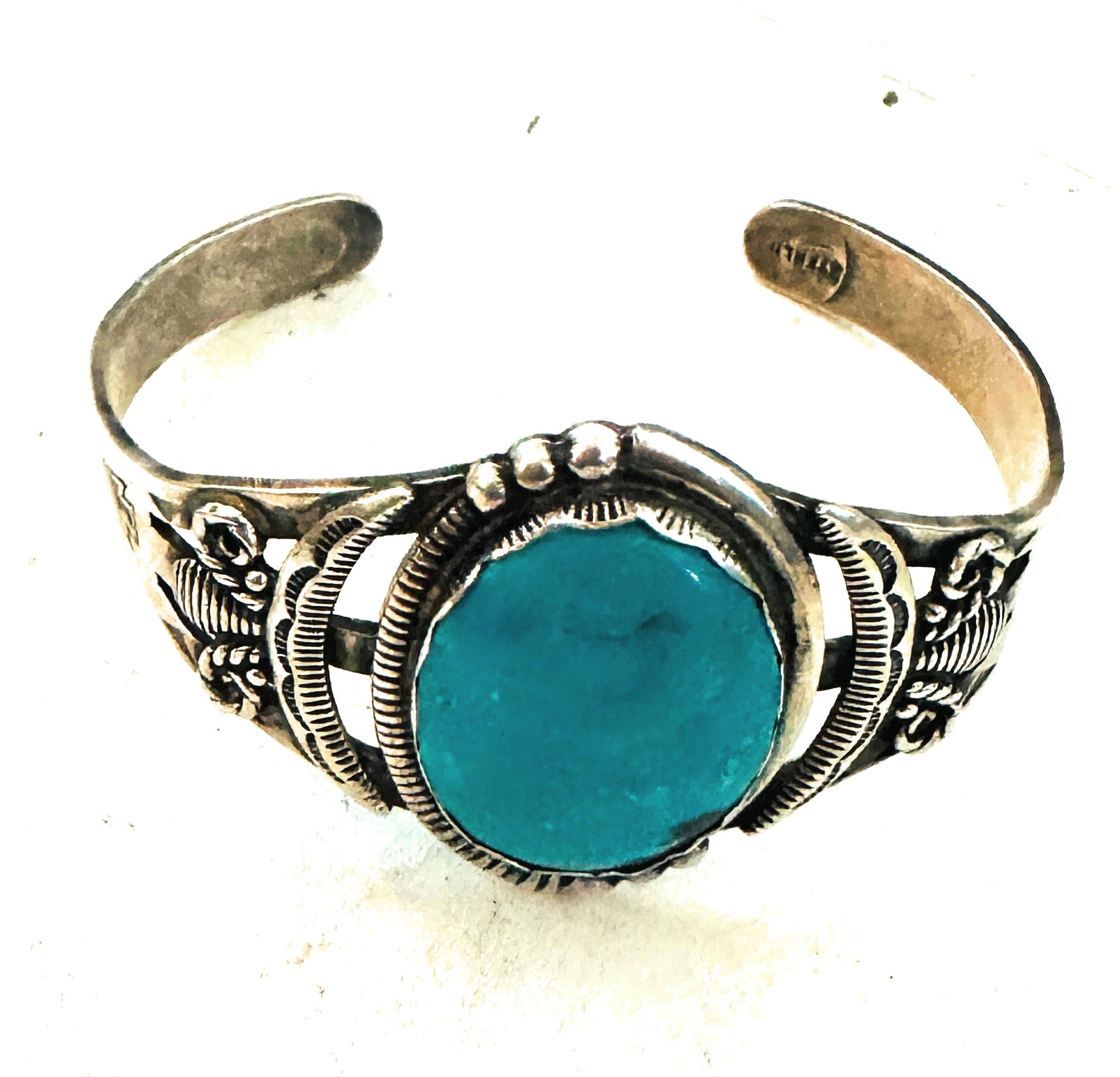 Old Pawn Navajo Sterling Silver & Turquoise Cuff Bracelet