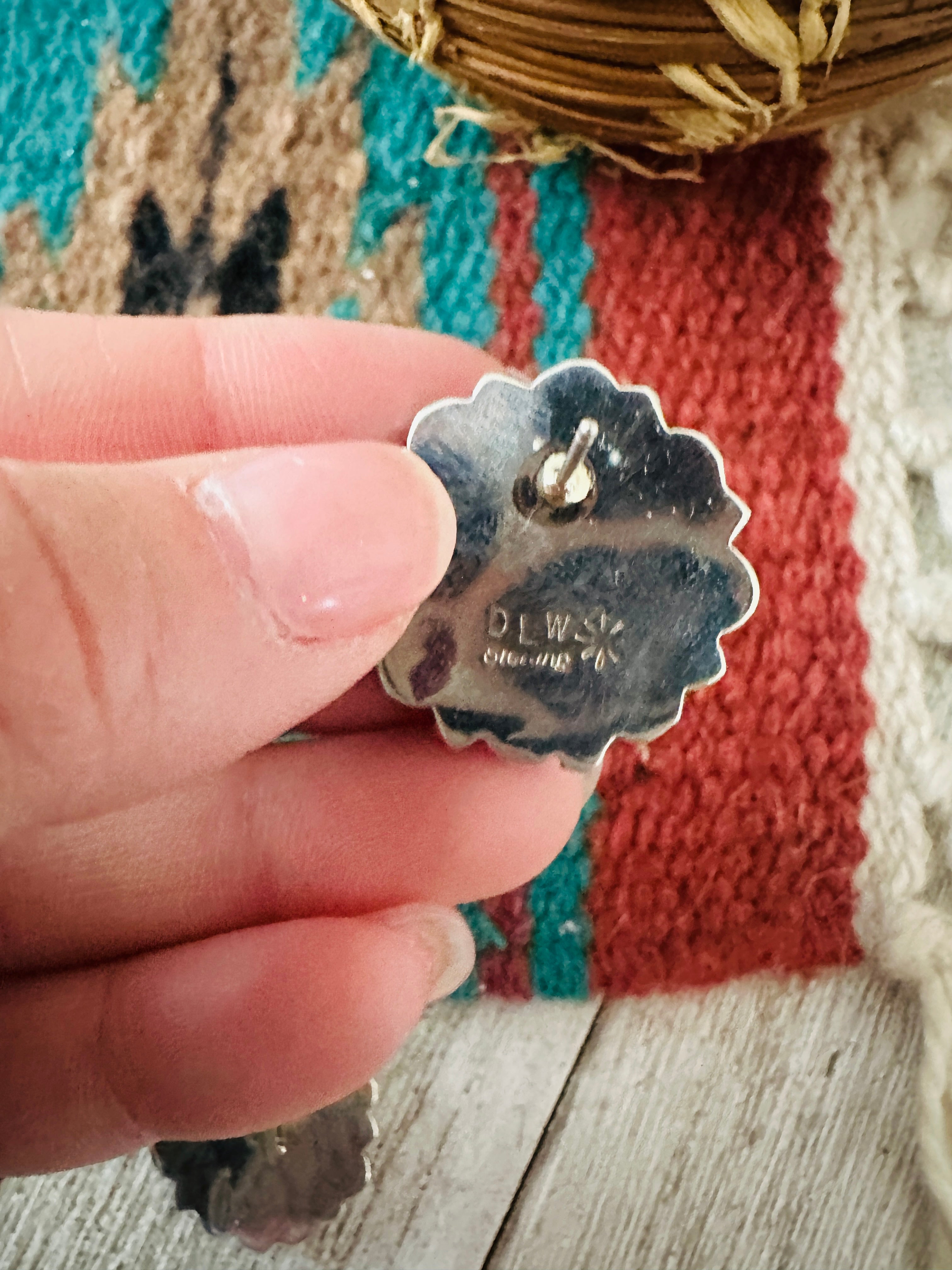 Handcrafted Red Opal & Sterling Silver Cluster Post Earrings