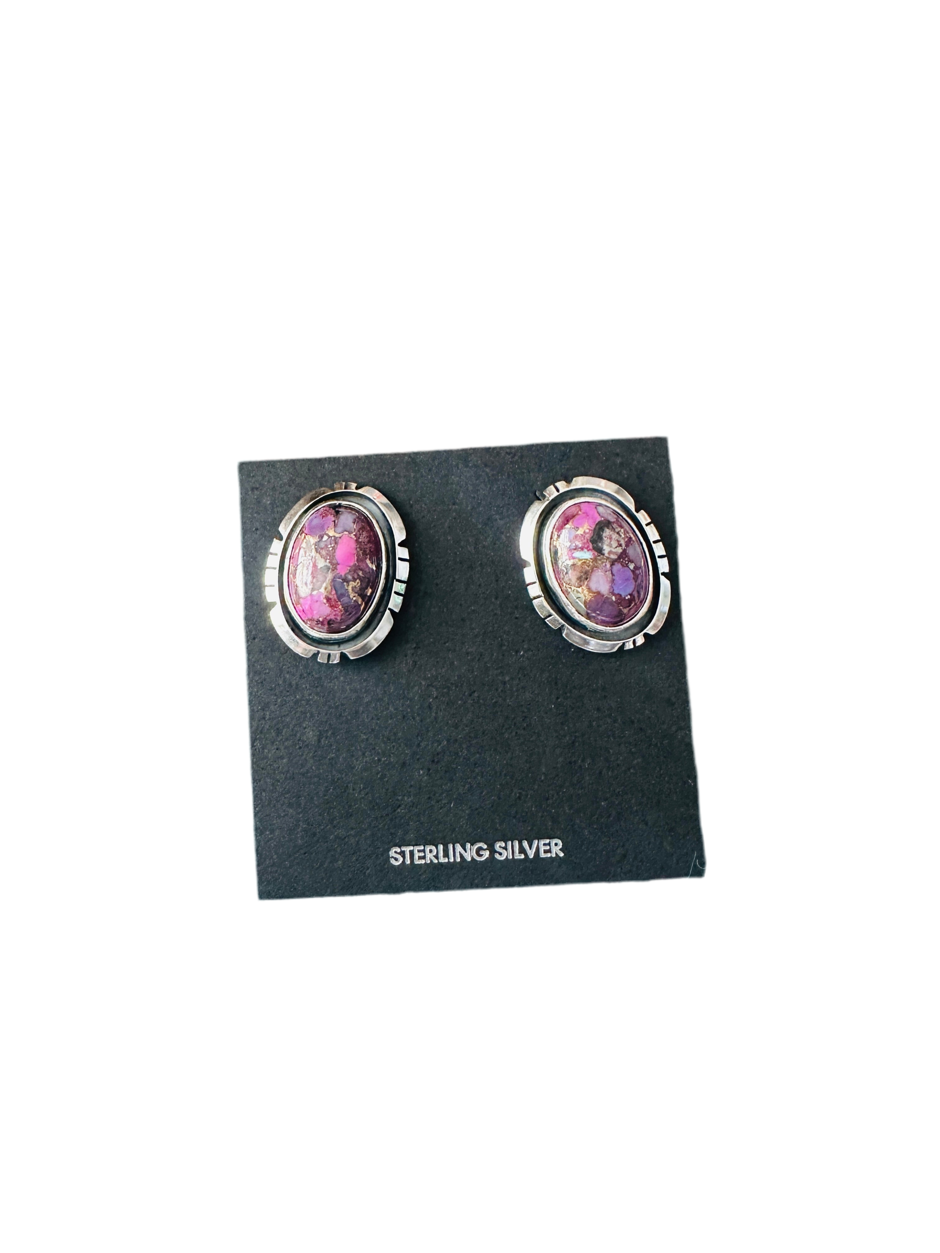 Navajo Sterling Silver & Purple Mojave Post Earrings