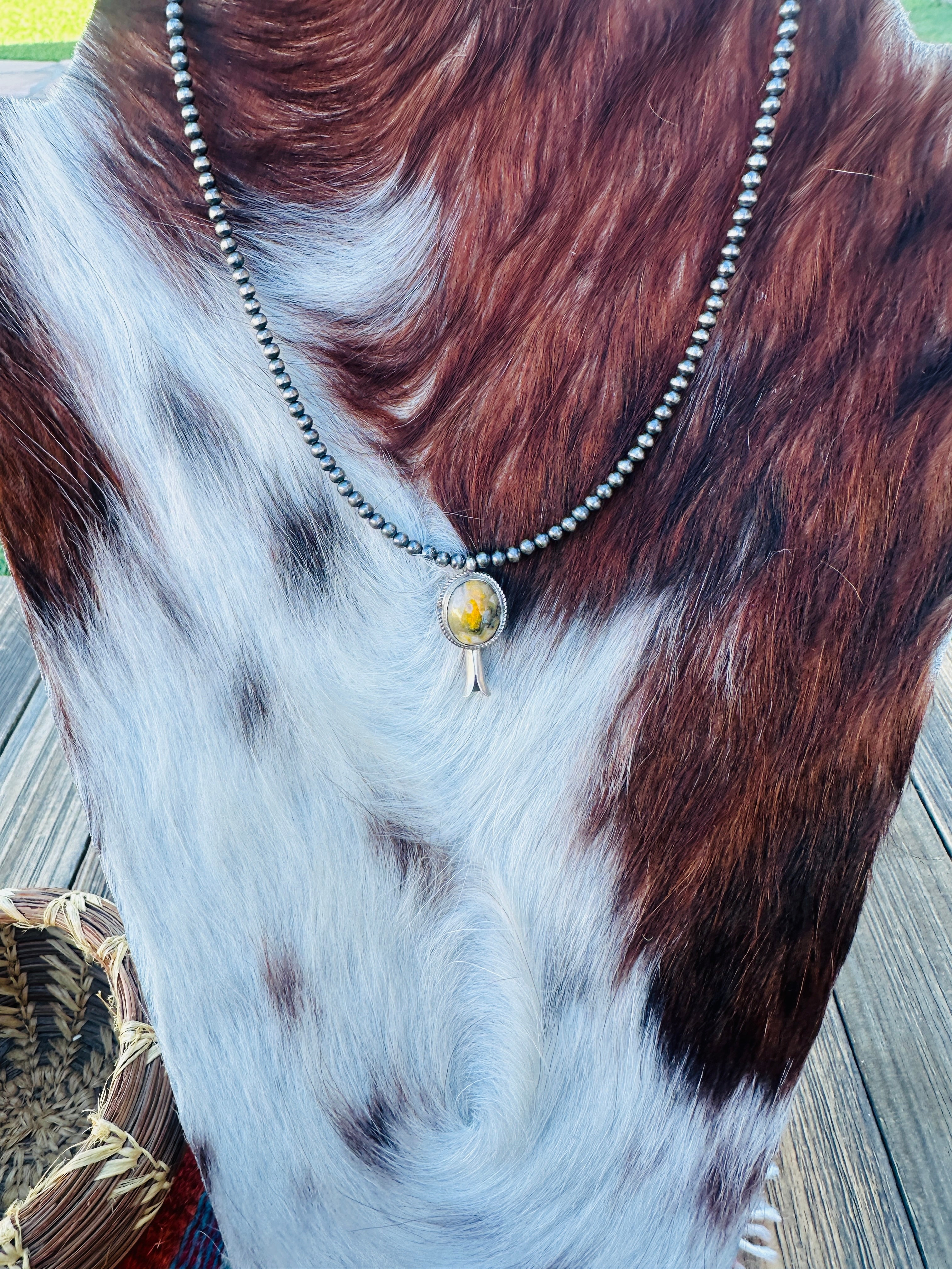 Handcrafted Bumblebee & Sterling Silver Beaded Blossom Necklace