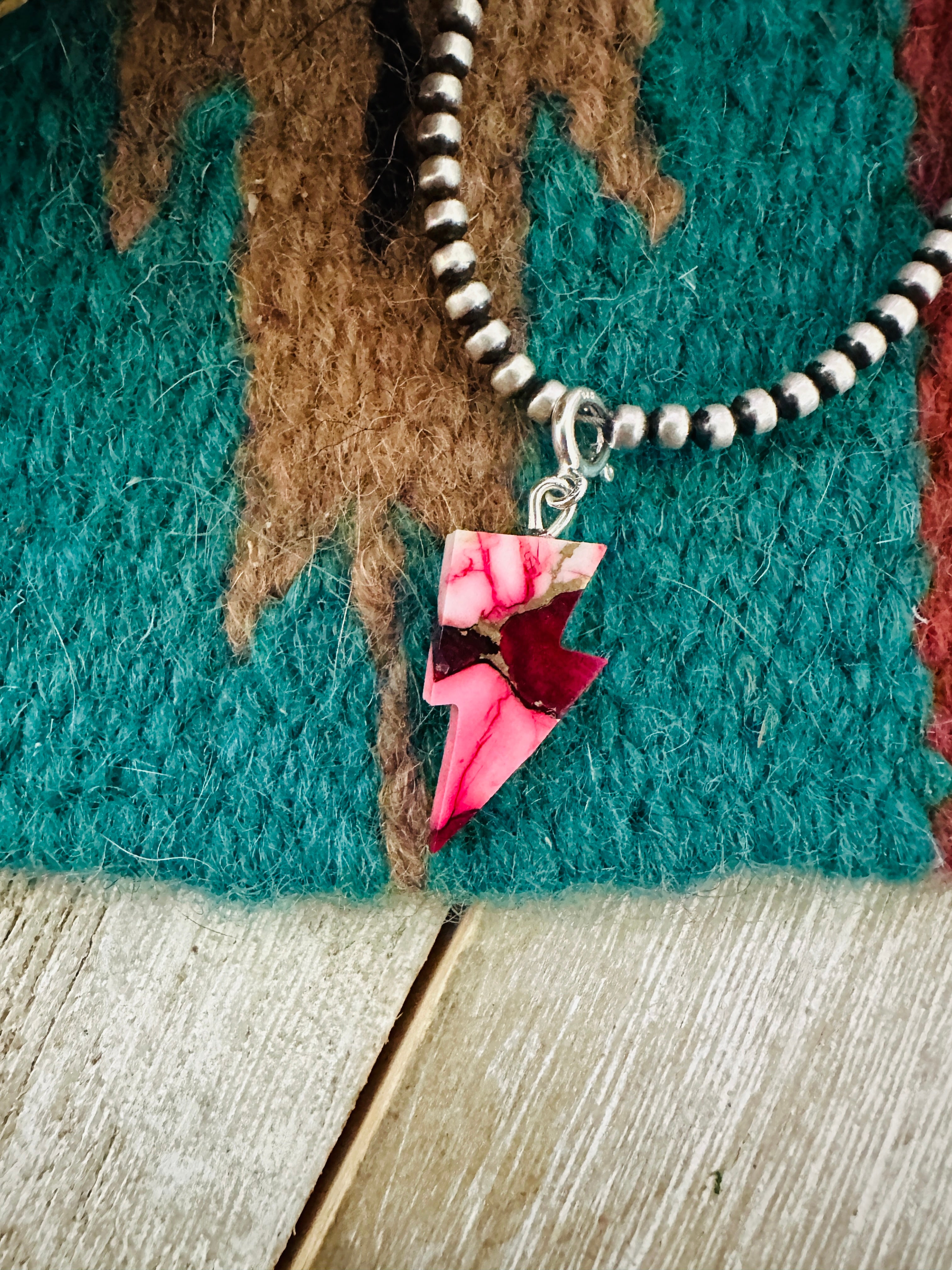 Handcrafted & Hand Carved Rose Dahlia Lightning Bolt Charm