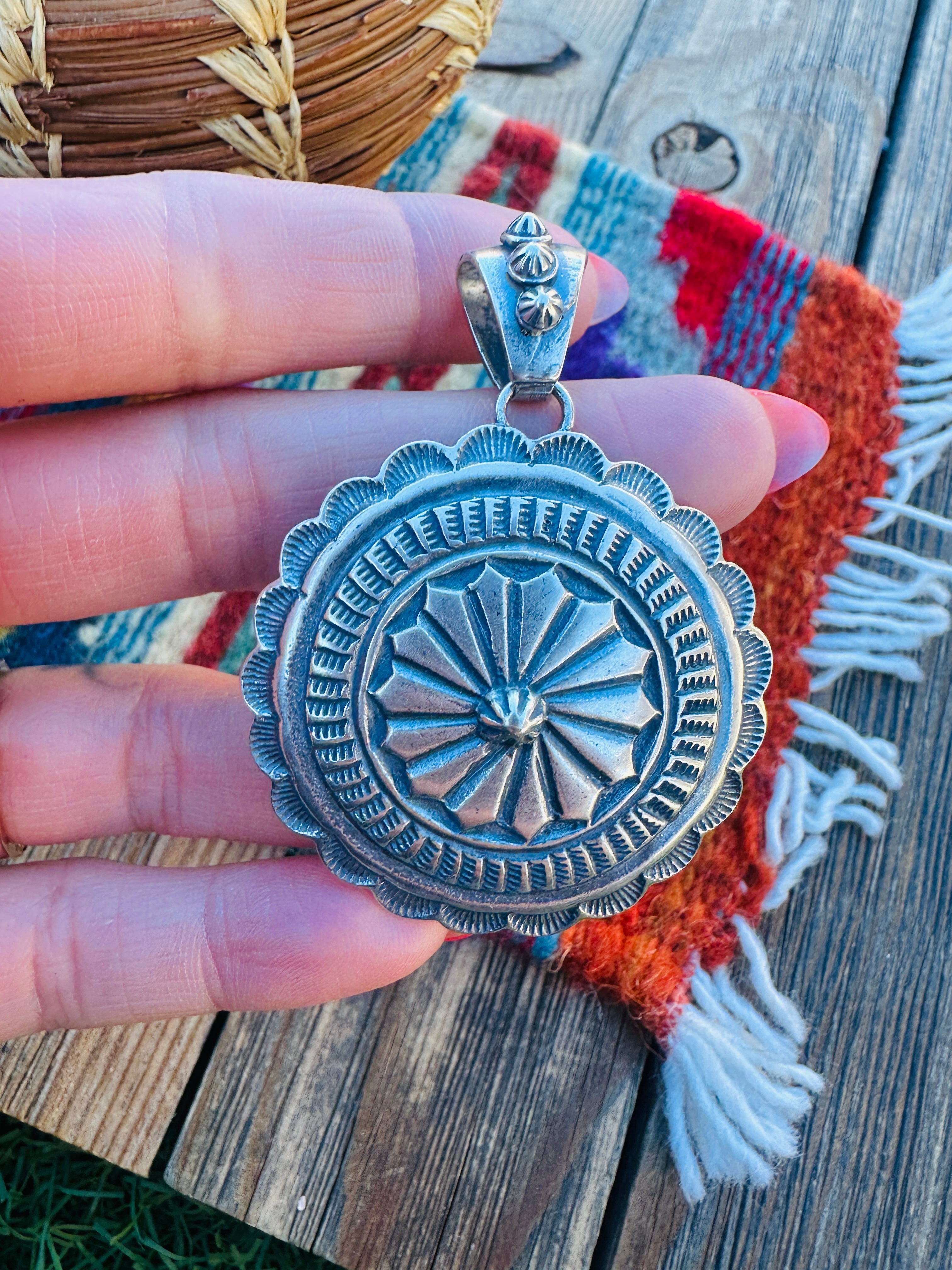 Handcrafted Sterling Silver Concho Pendant