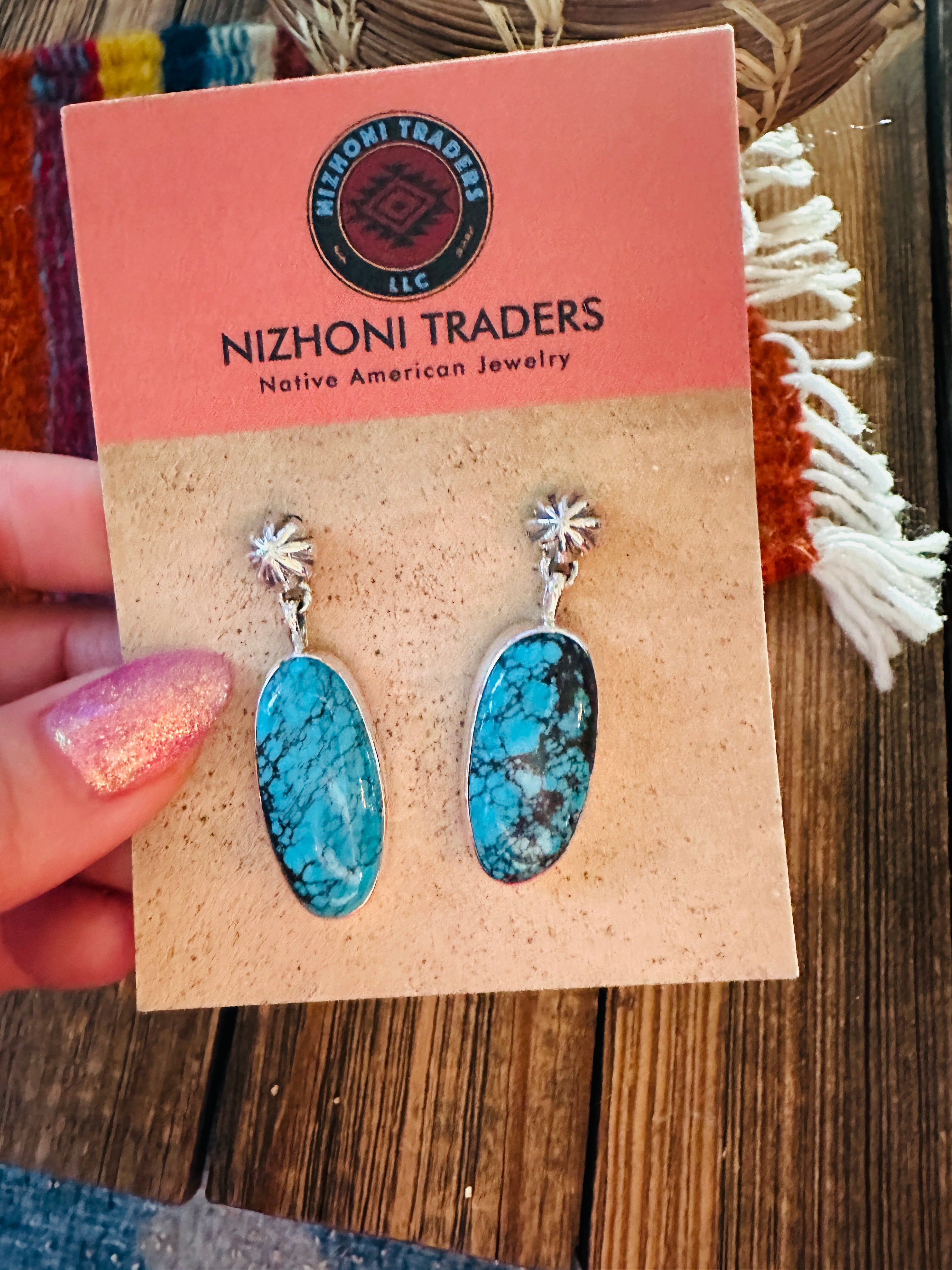 Handcrafted Kingman Turquoise & Sterling Silver Dangle Earrings