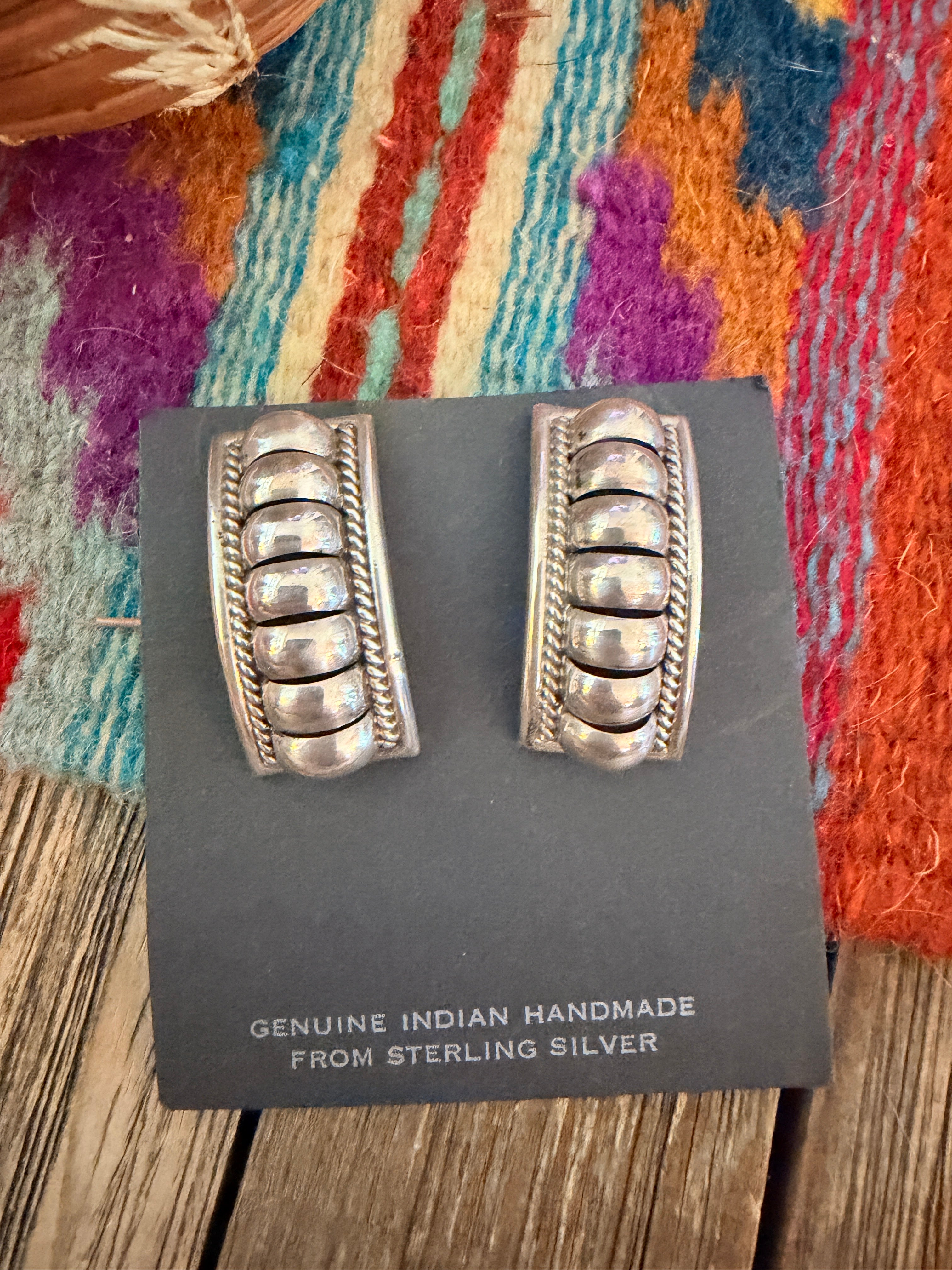 Handcrafted Old Pawn Rolled Sterling Silver Post Earrings