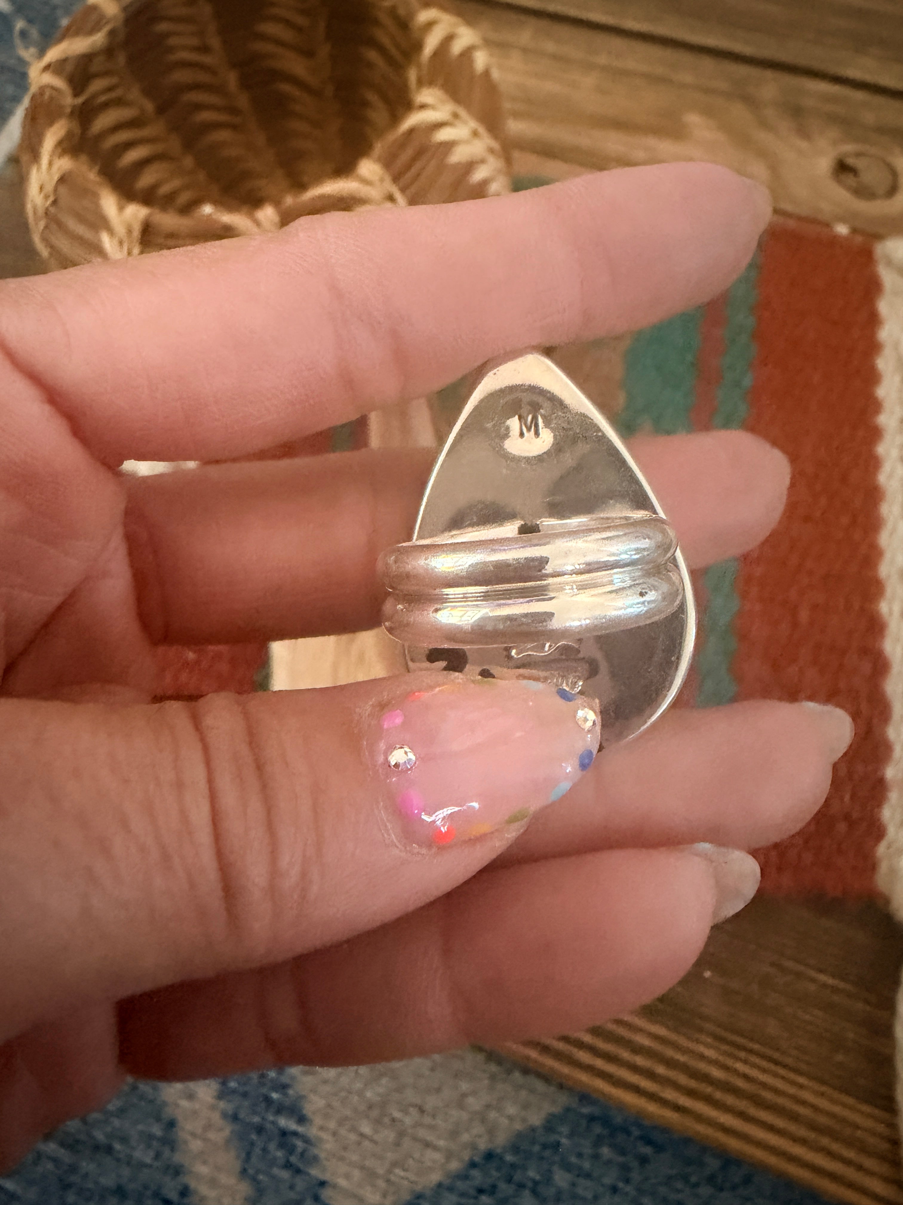 Handcrafted Black Onyx & Sterling Silver Ring Size 7