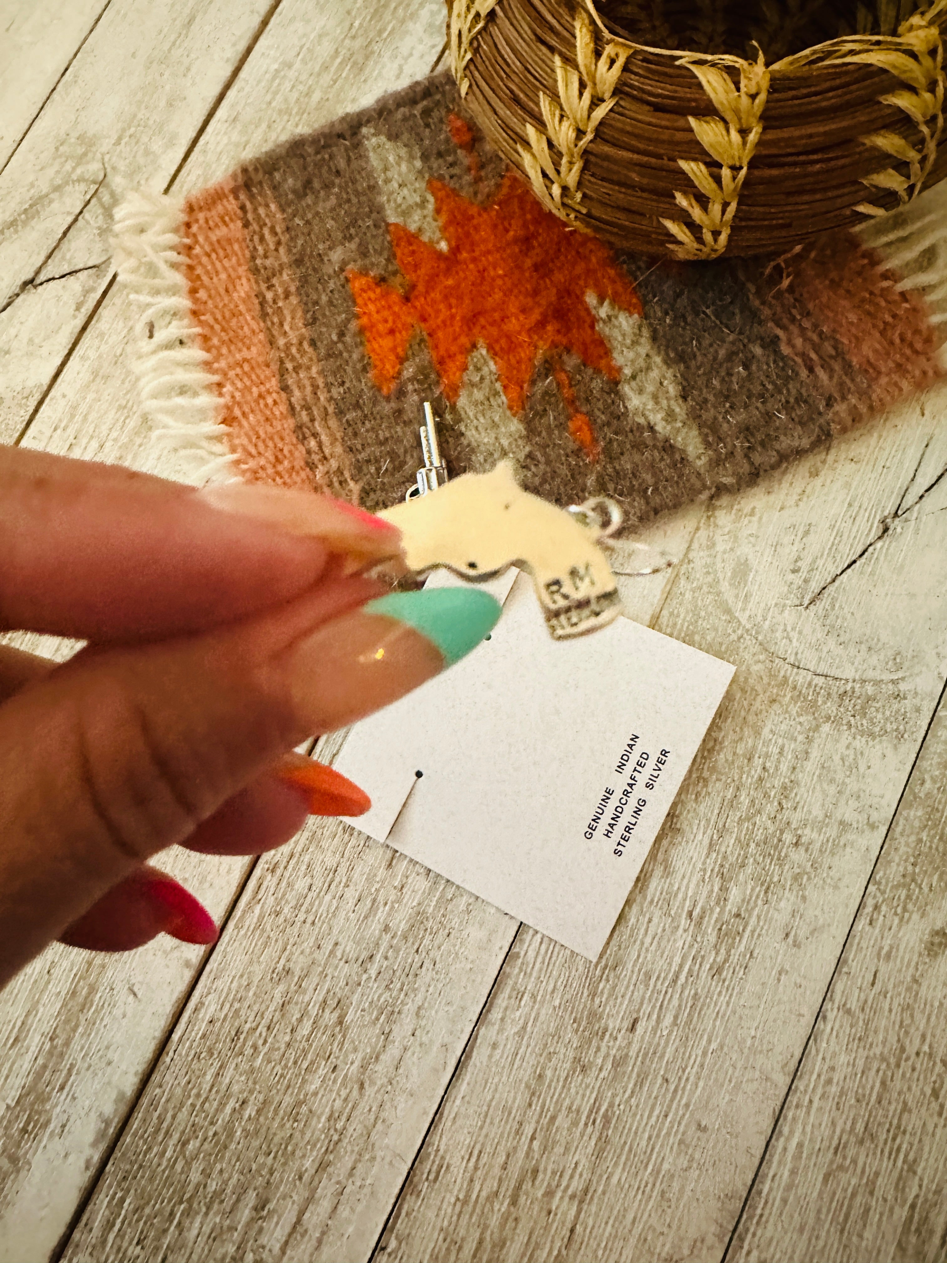 Handcrafted Turquoise And Sterling Silver Pistol Dangle Earrings