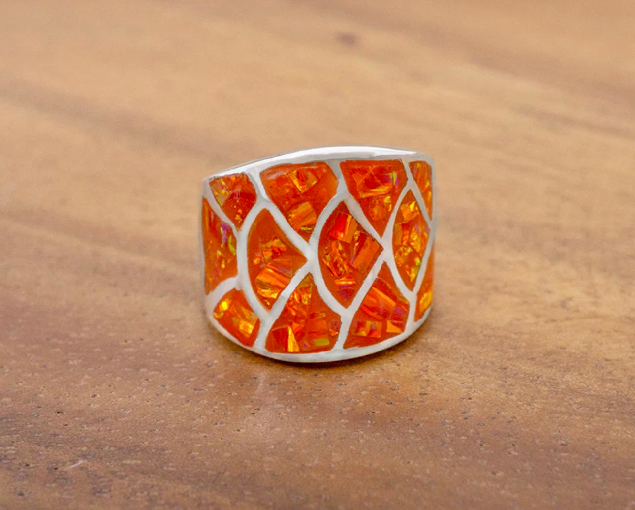 Orange Opal Sterling Silver Mermaid Ring