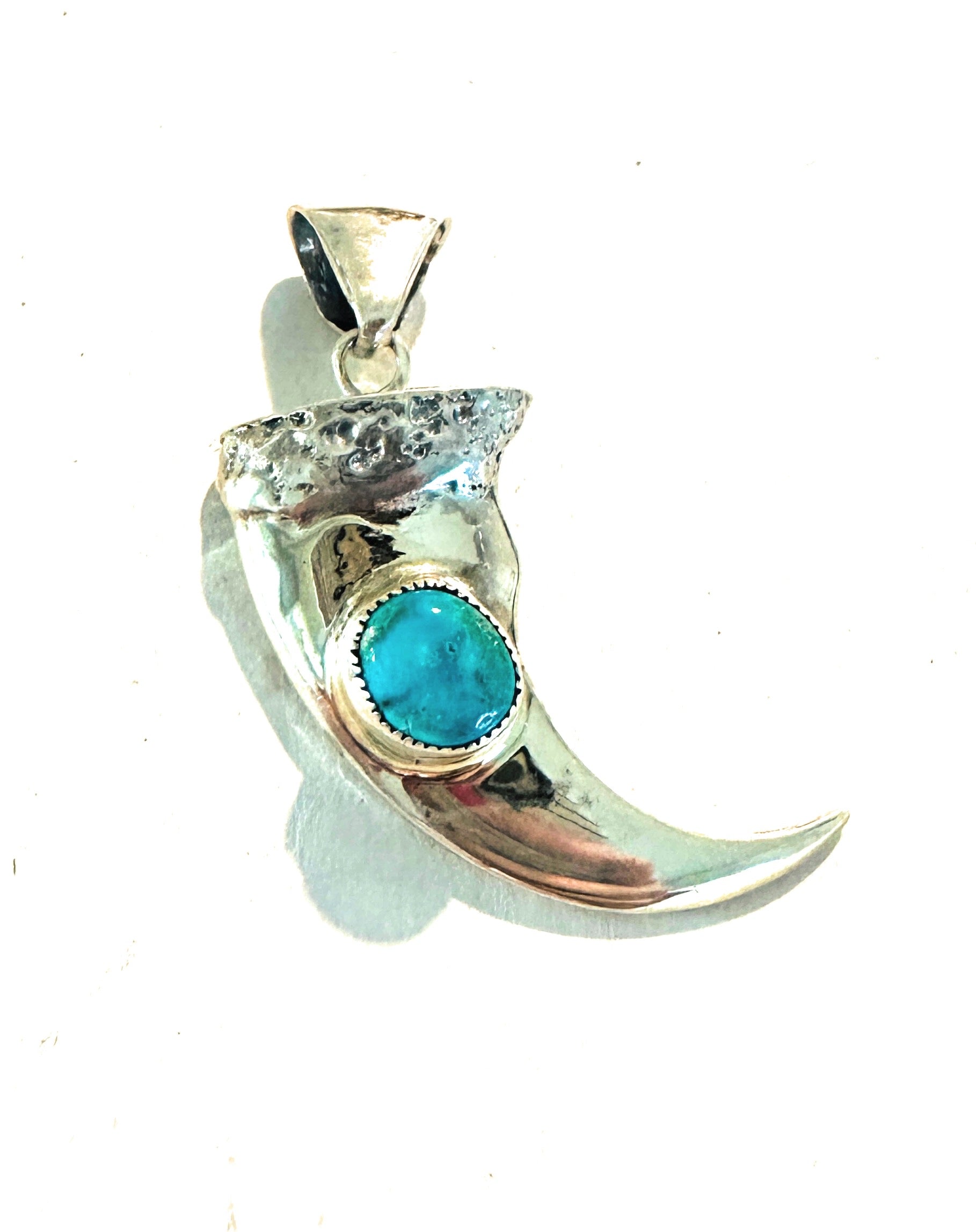 Bear popular claw turquoise silver pendant