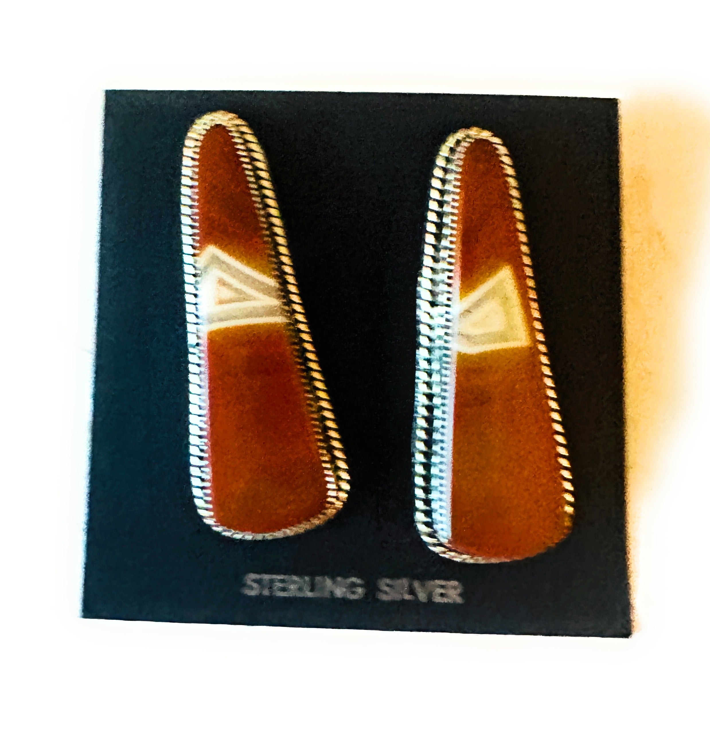 Navajo Jasper Sterling Silver Post Earrings Signed