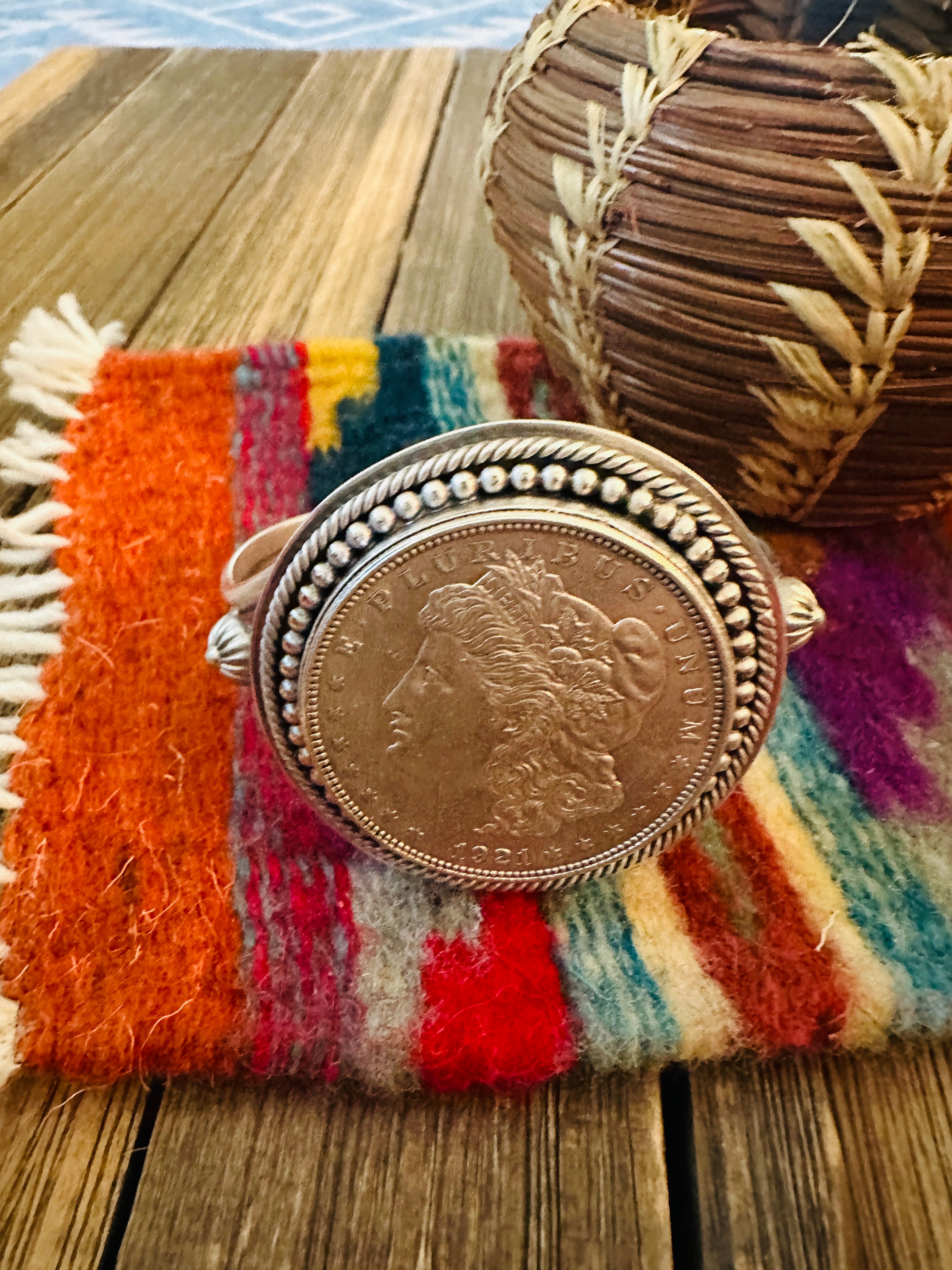 Handcrafted Sterling Silver Morgan Dollar Cuff Bracelet