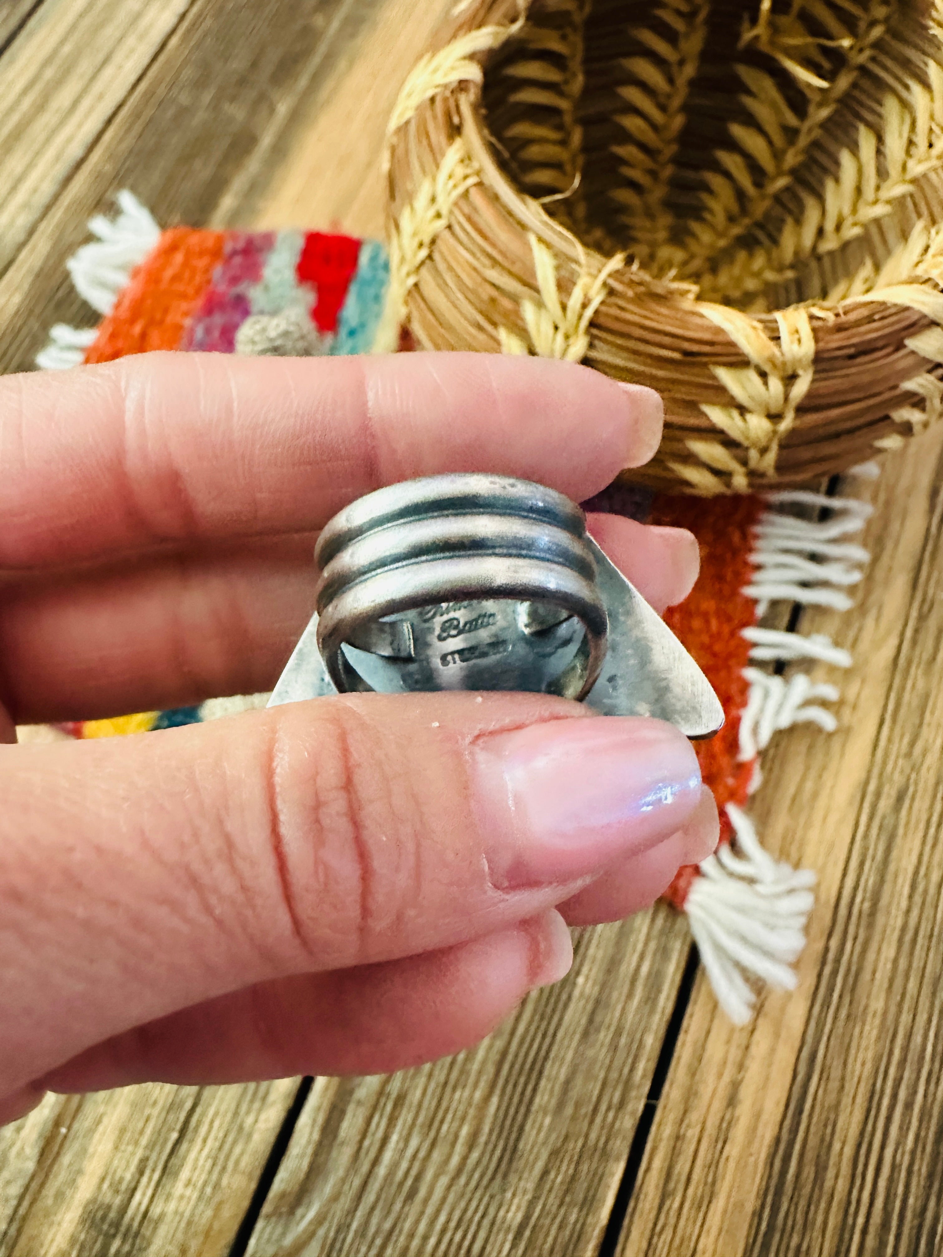 Handcrafted Turquoise and Sterling Silver Thunderbird Ring size 8 by Chimney Butte