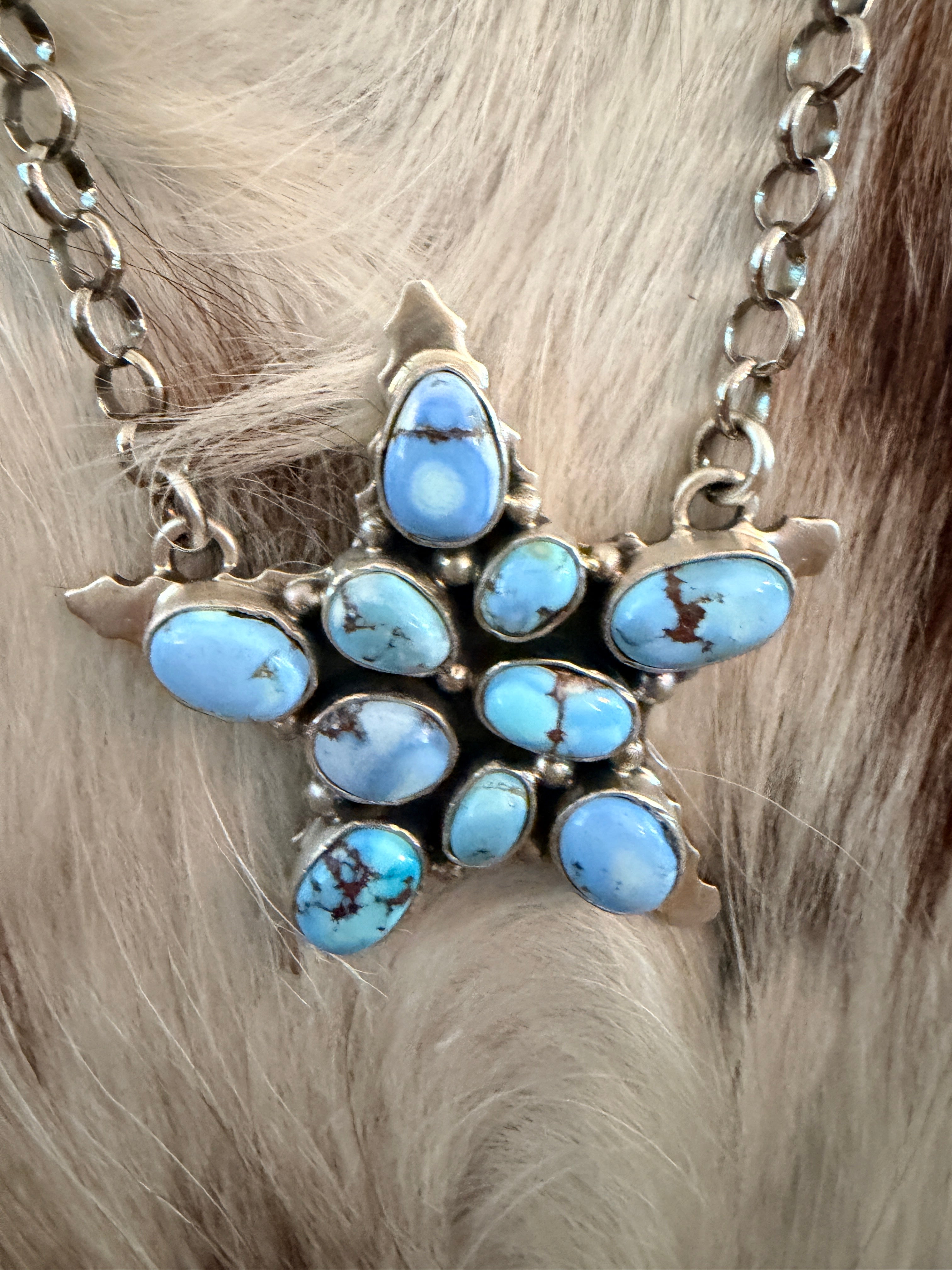 Handcrafted Golden Hills Turquoise & Sterling Silver Star Necklace by Emer Thompson