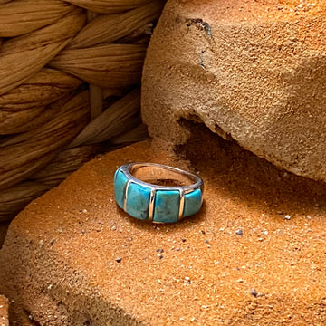Sterling Silver Five Stone Turquoise Ring Size 6