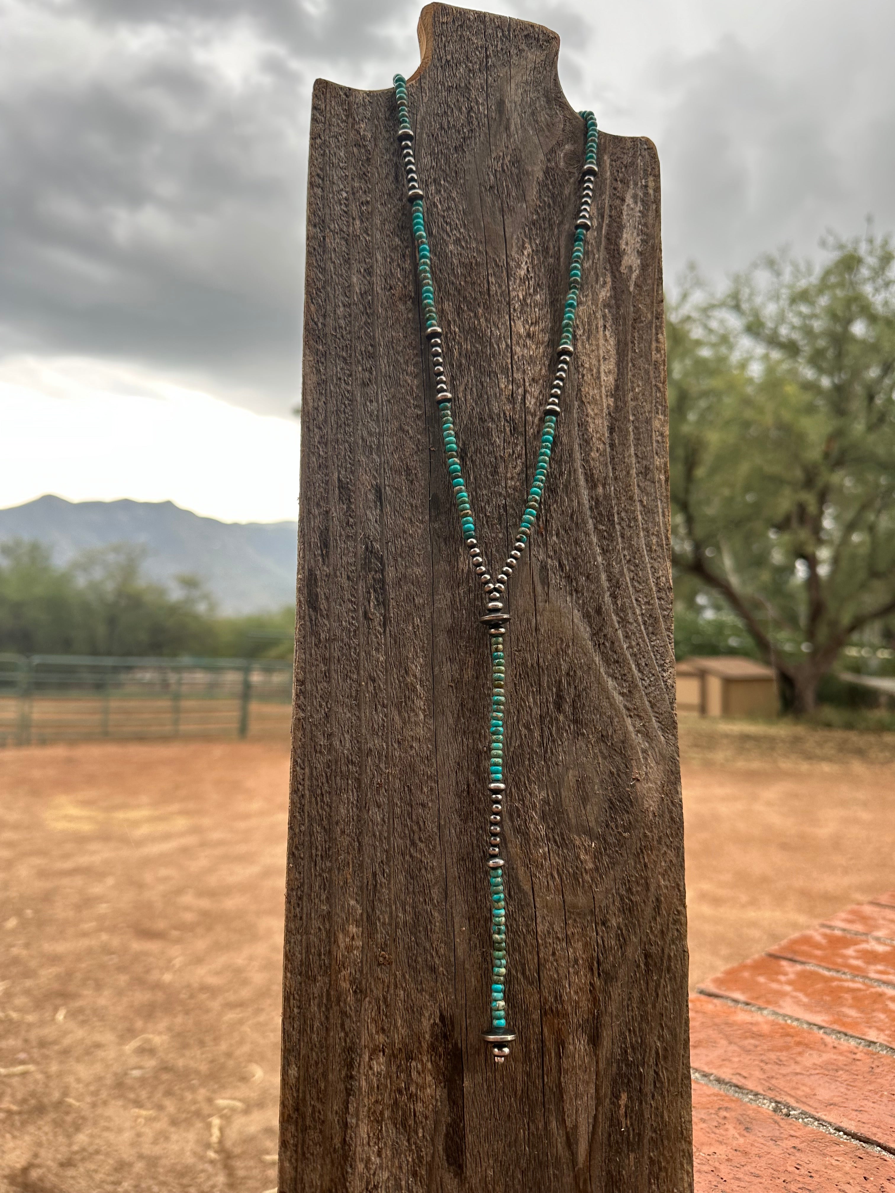 The Cowboy Navajo Sterling Silver & Turquoise Beaded Lariat Necklace