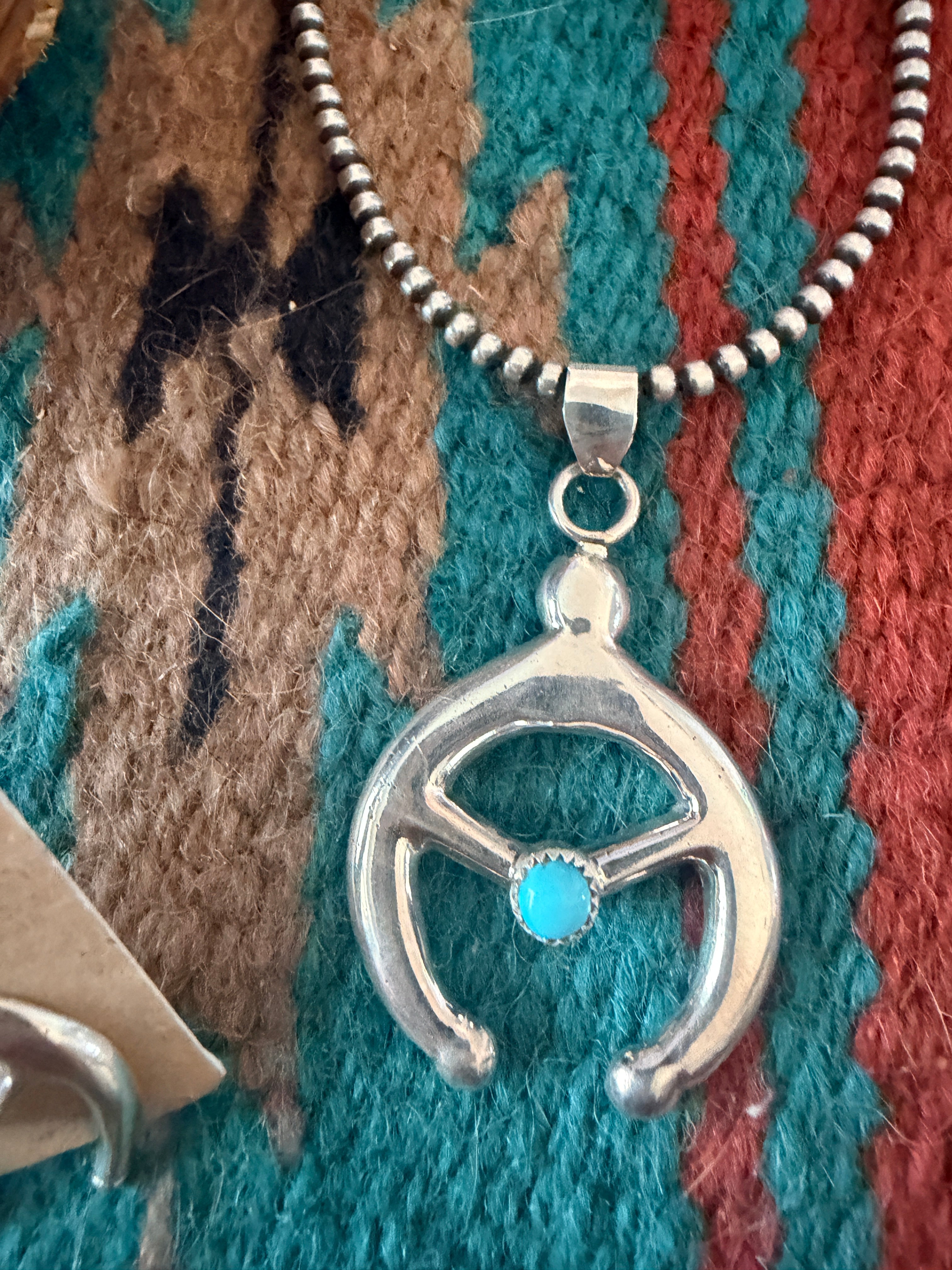Handcrafted Turquoise & Sterling Silver Naja Earring and Pendant Set