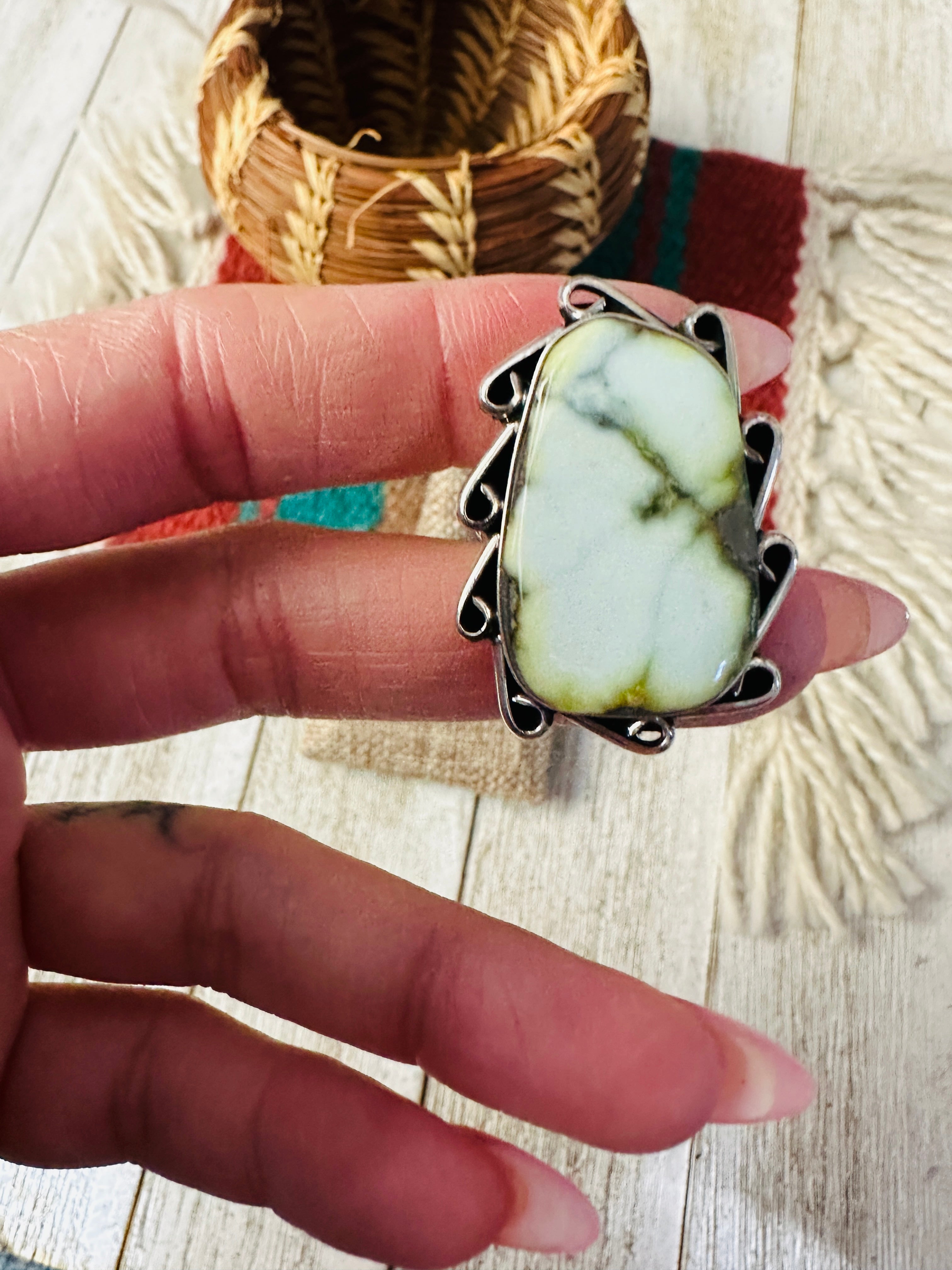 Handcrafted Palomino Turquoise & Sterling Silver Ring size 7