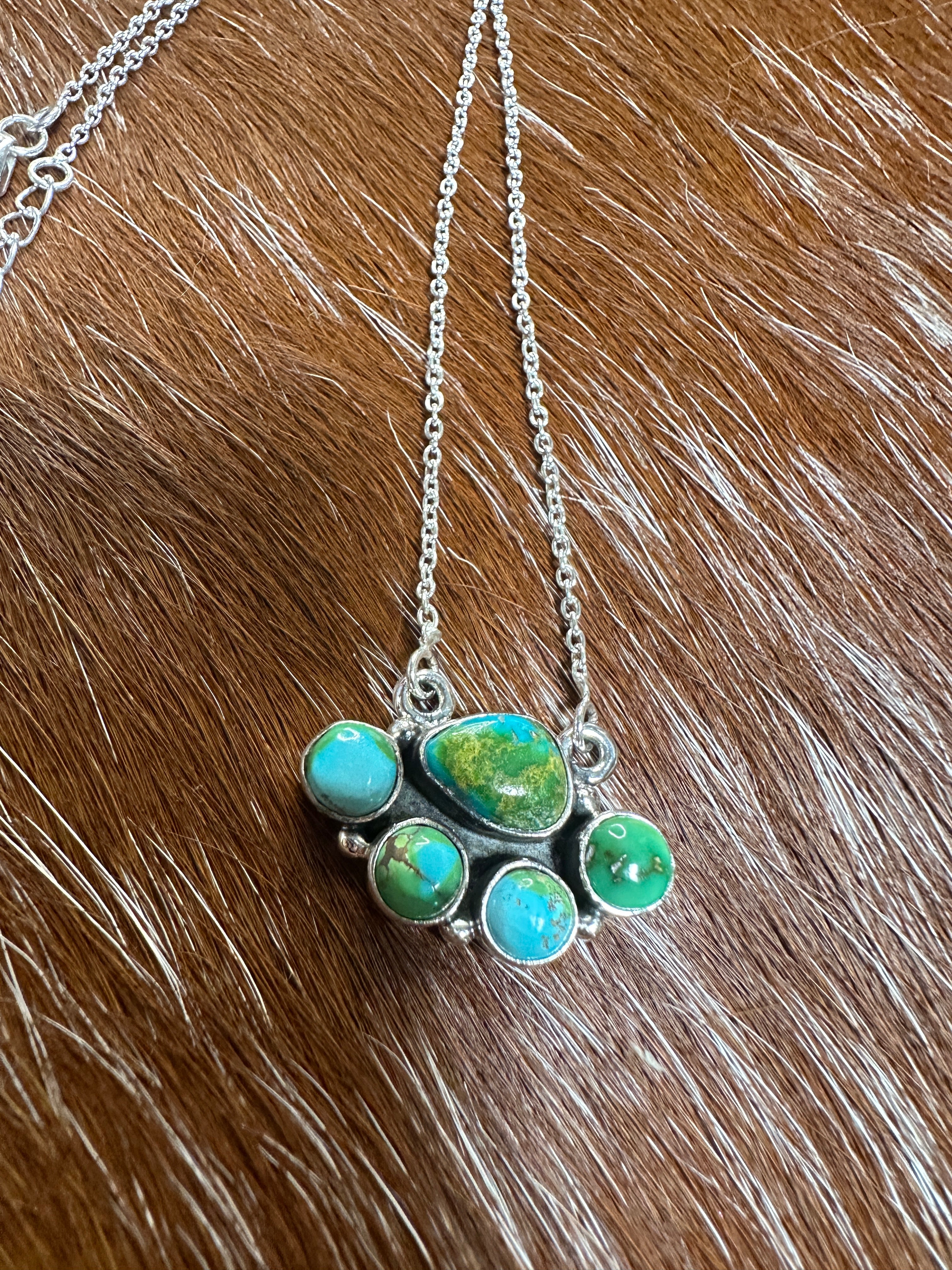 Handmade Sterling Silver, Sonoran Mountain Turquoise Necklace