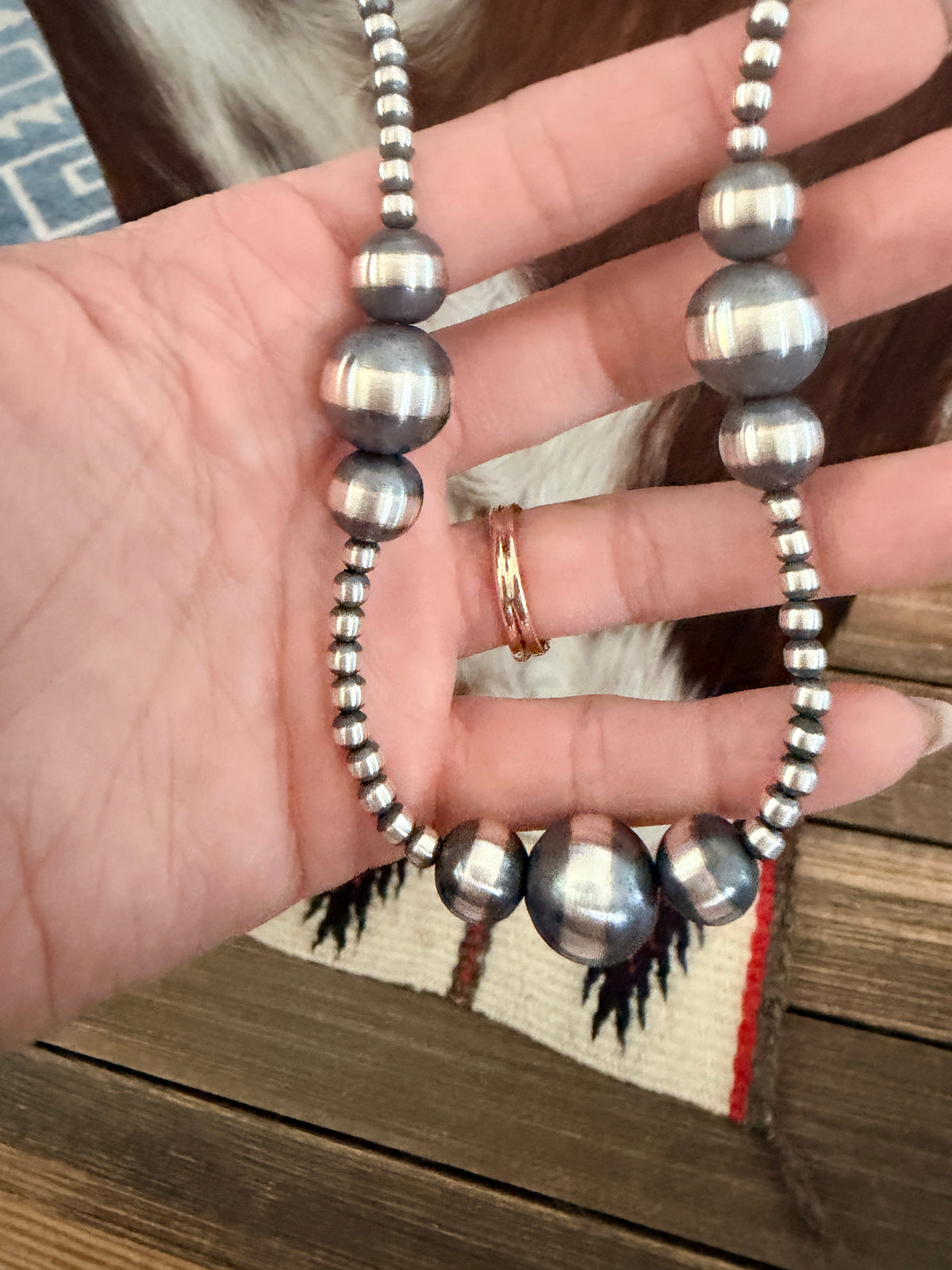 Handcrafted Sterling Silver Pearl 18” Beaded Necklace