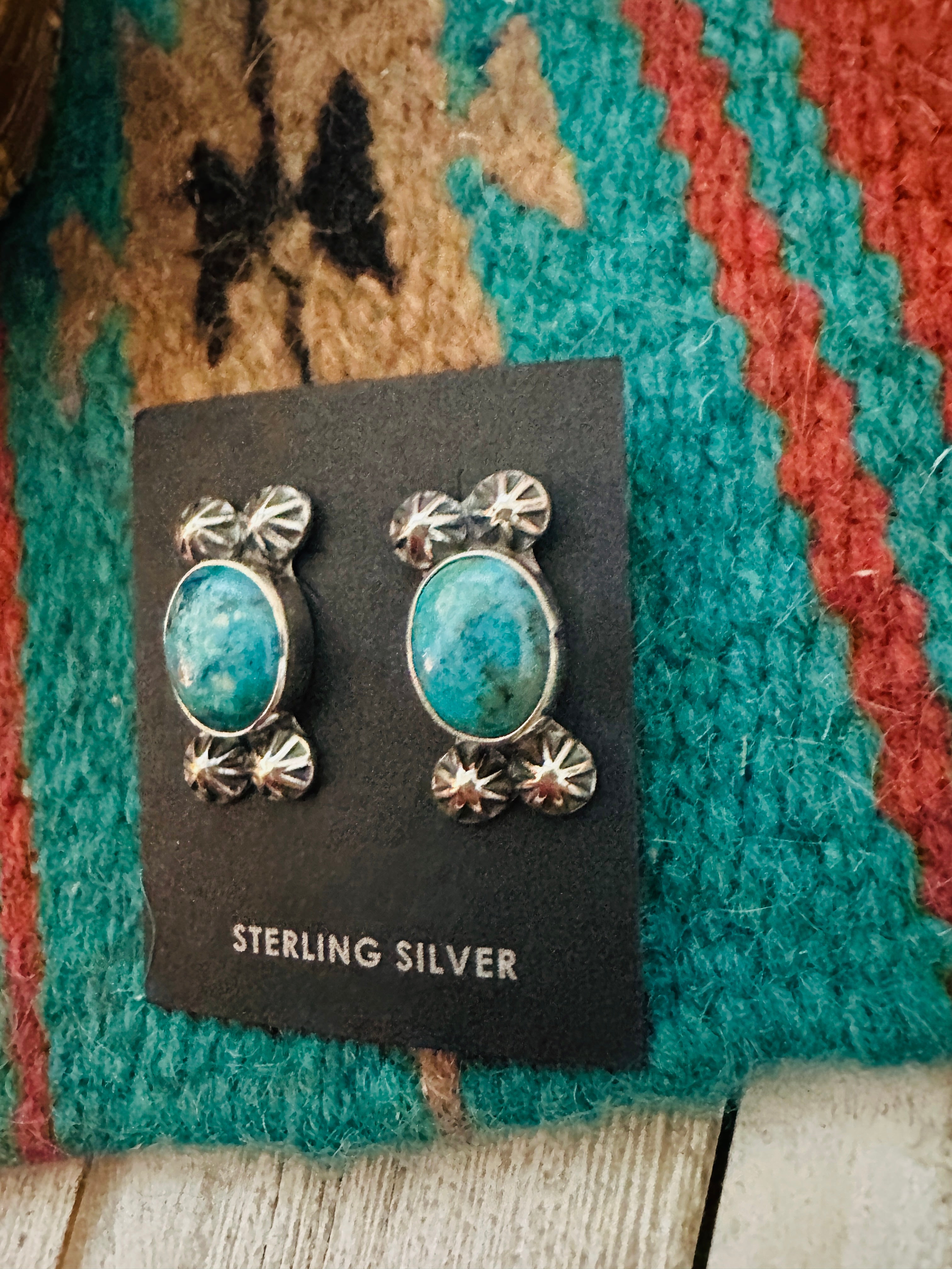 Navajo Sterling Silver & Turquoise Post Earrings