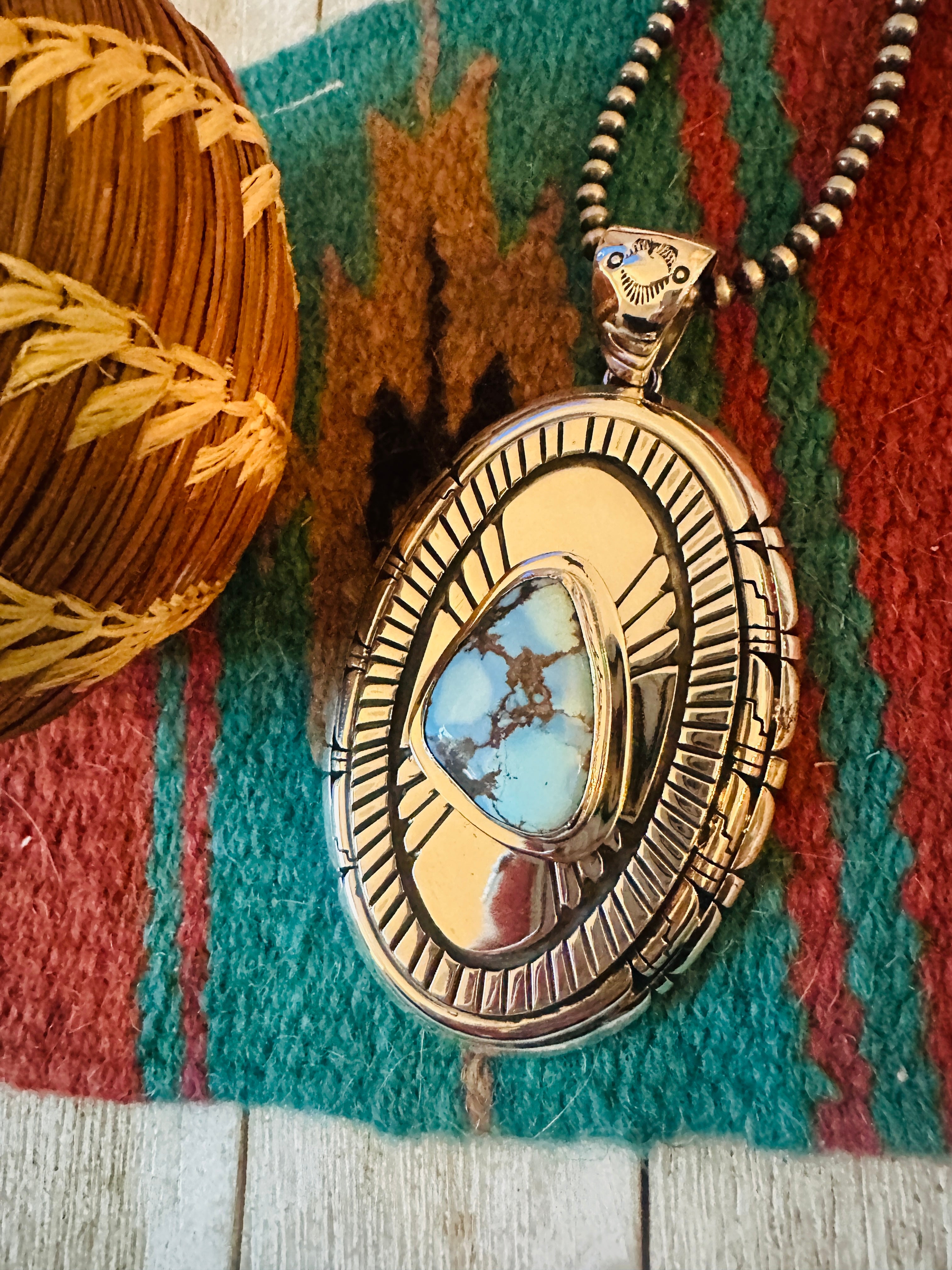 Handcrafted Golden Hills Turquoise & Sterling Silver Pendant