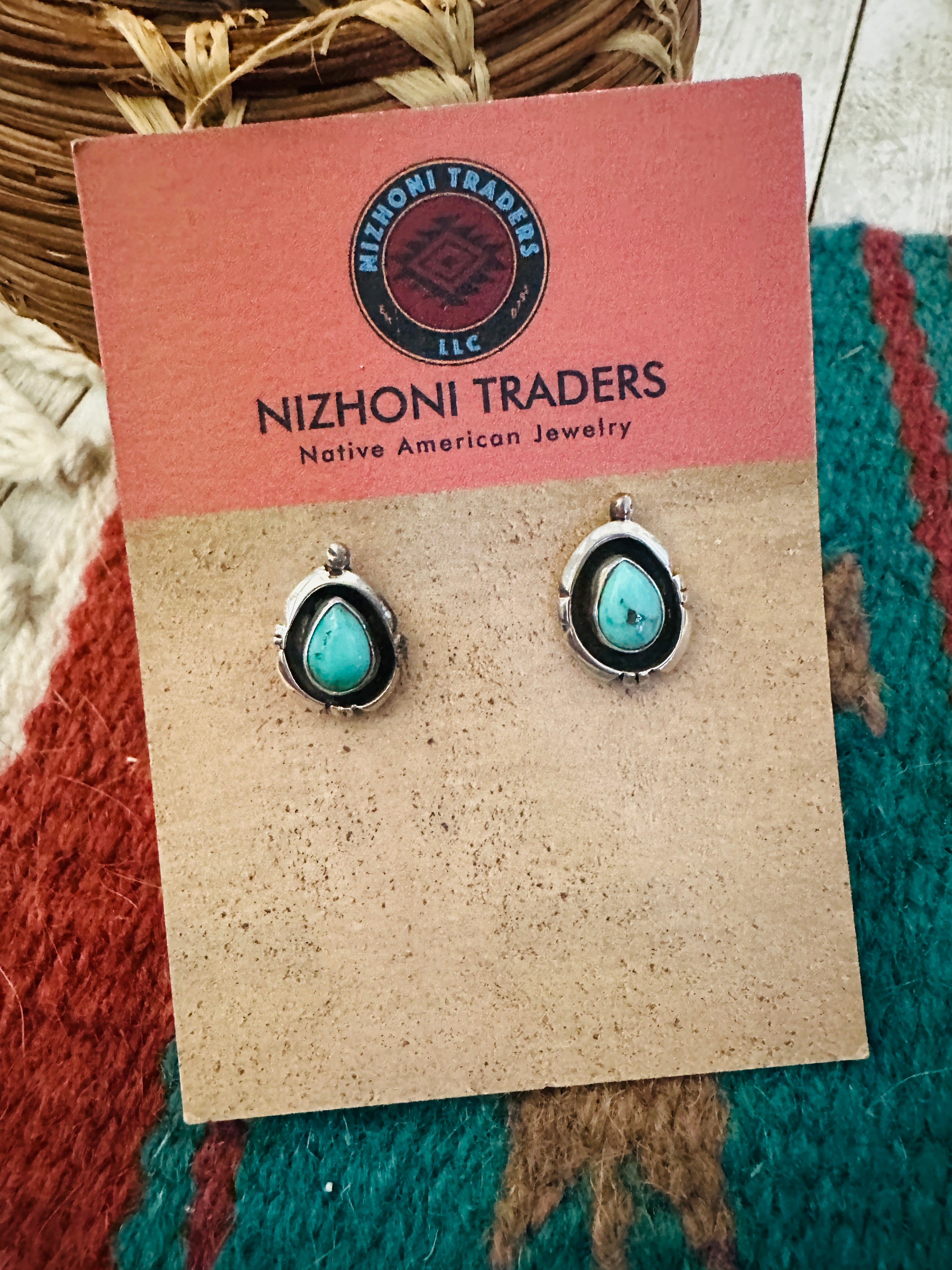 Handcrafted Sterling Silver & Turquoise Stud Earrings