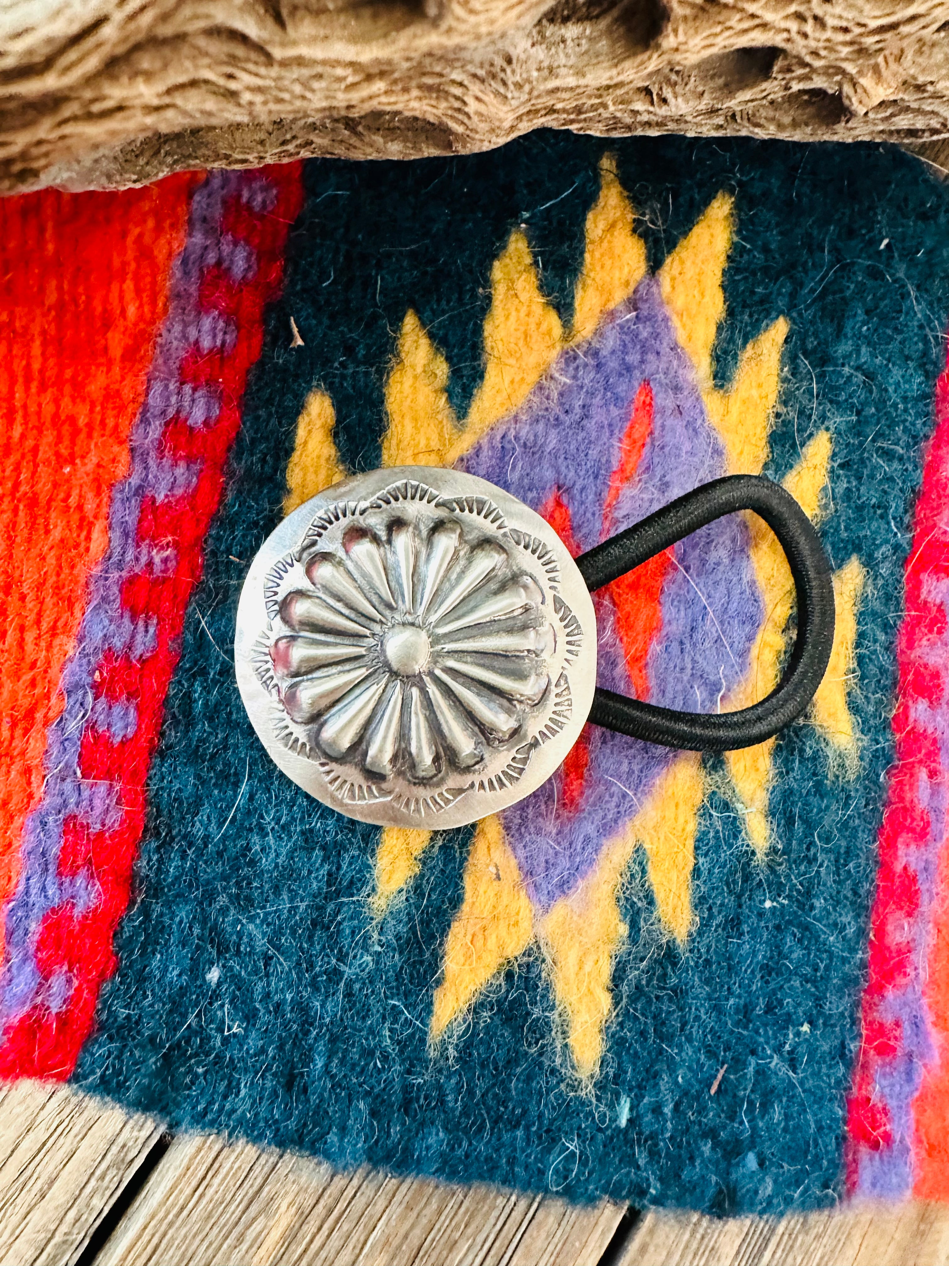 Navajo Sterling Silver Hand Stamped Hair Tie