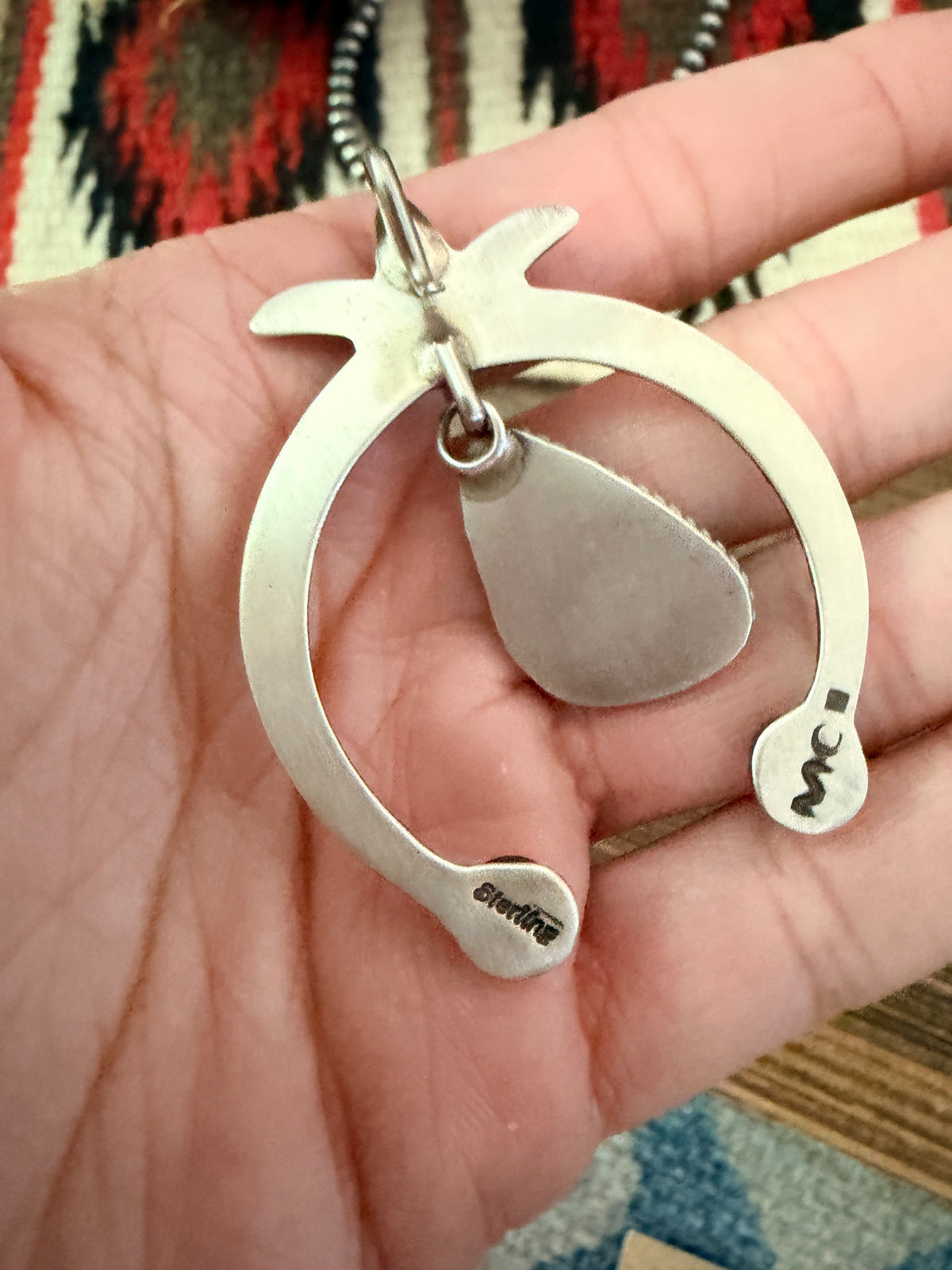 Handcrafted Sterling Silver & Turquoise Naja Pendant by Martha Cayatineto