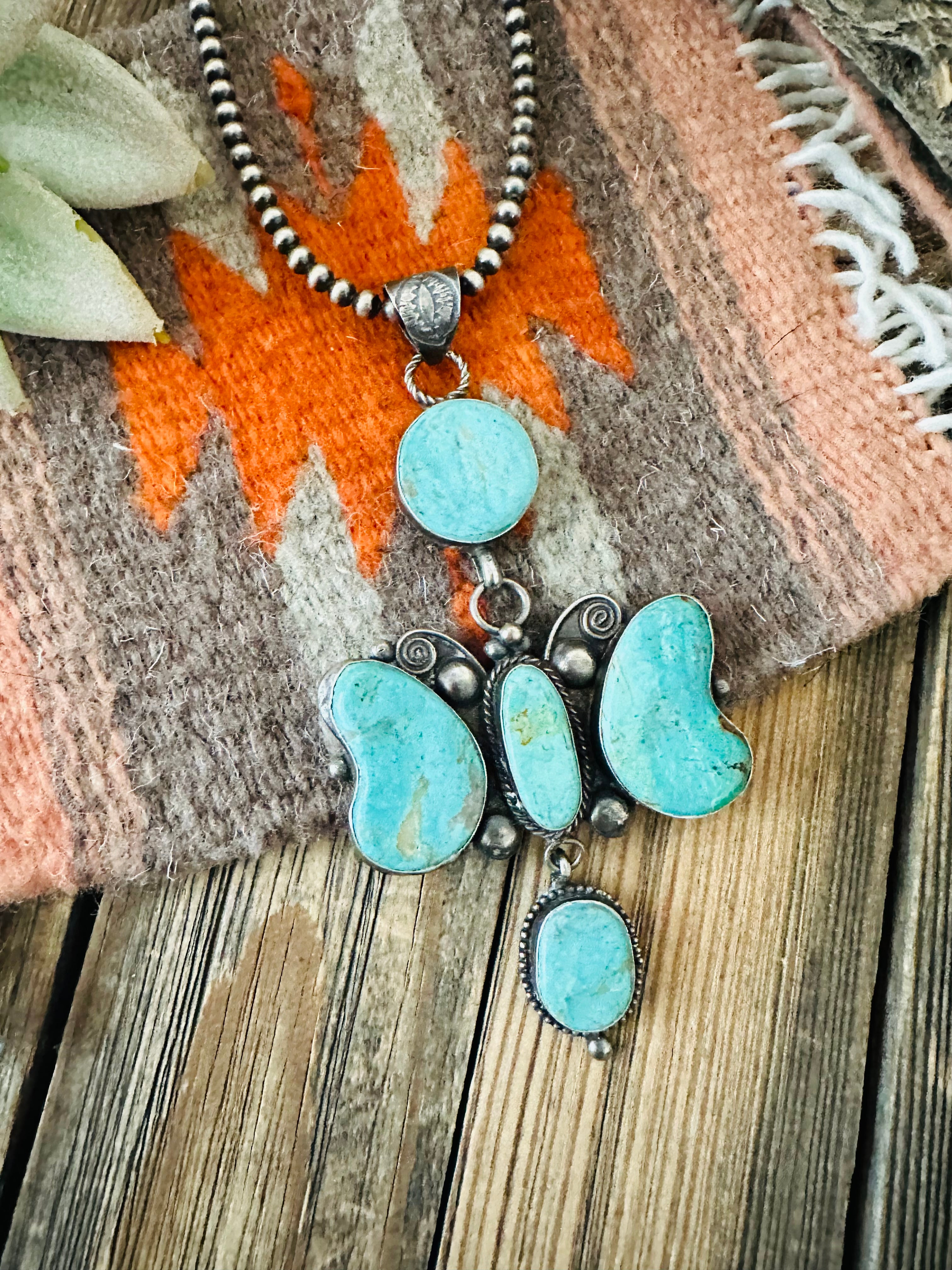 Navajo Royston Turquoise and Sterling Silver Pendant by Jacqueline Silver