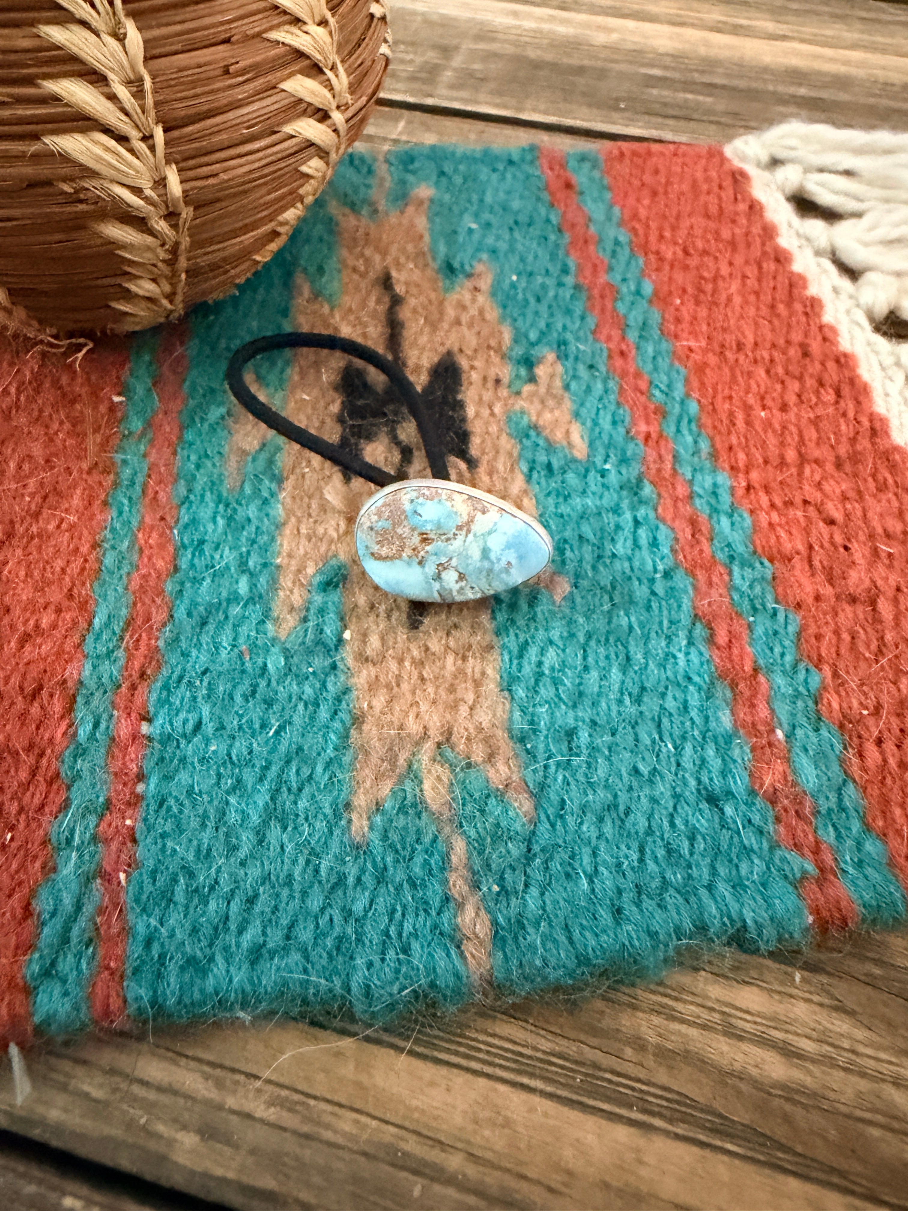 Handcrafted Turquoise & Sterling Silver Hair Tie Charm