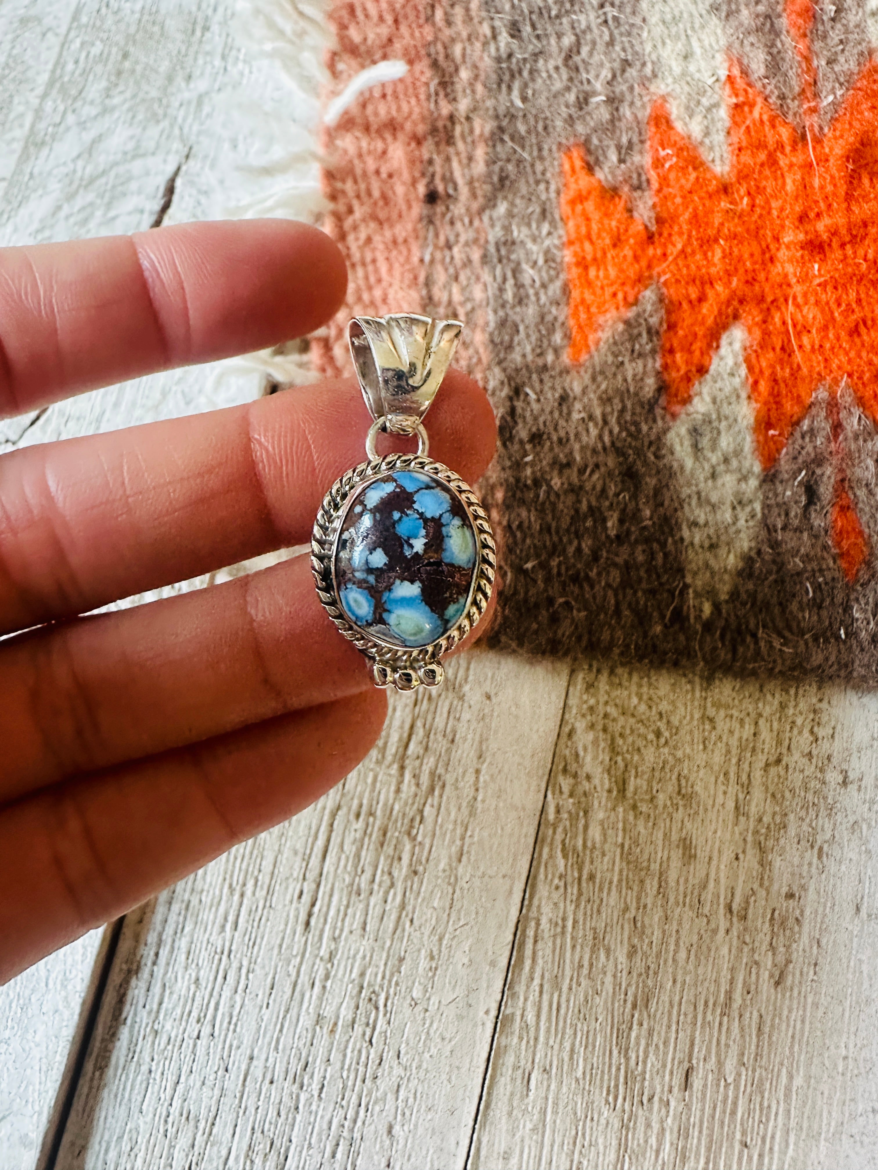 Navajo Golden Hills Turquoise and Sterling Silver Pendant