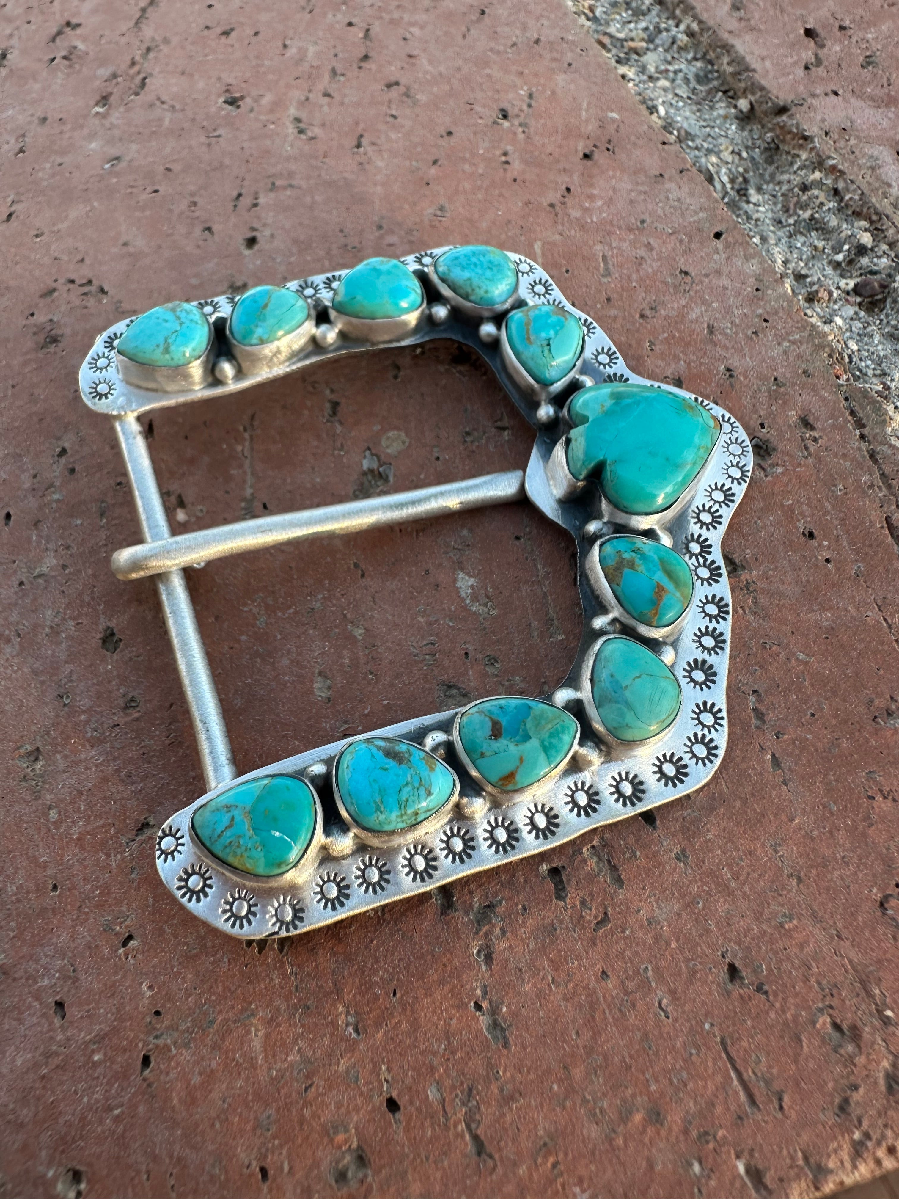 Buckin Bronco Nizhoni Turquoise & Sterling Silver Belt Buckles Signed