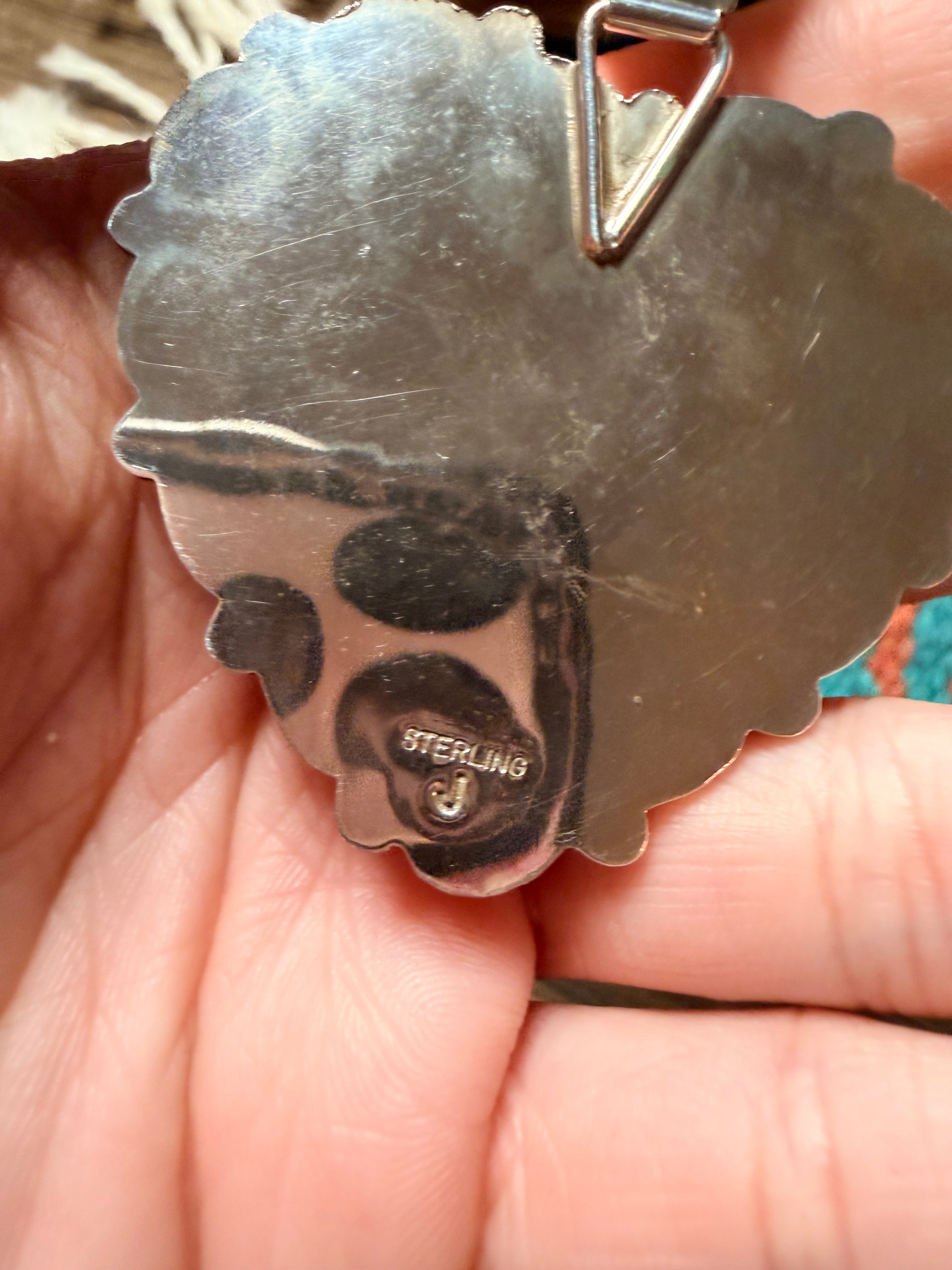 Handcrafted Sterling Silver & Queen Pink Conch Cluster Heart Pendant