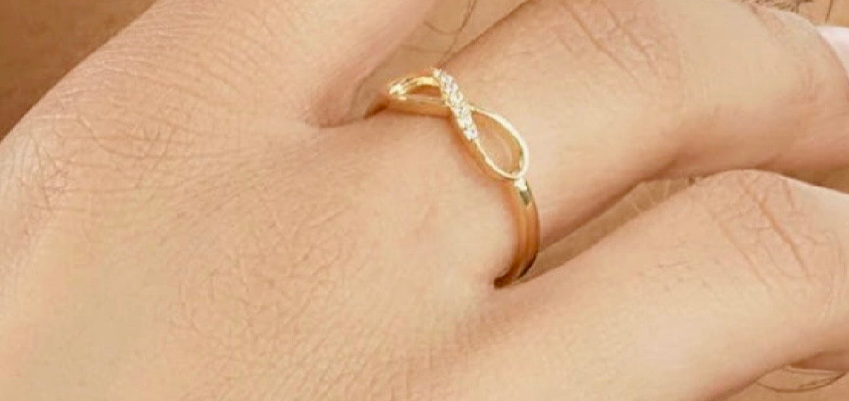 14K Gold Plated Sterling Silver Pave CZ Infinity Ring