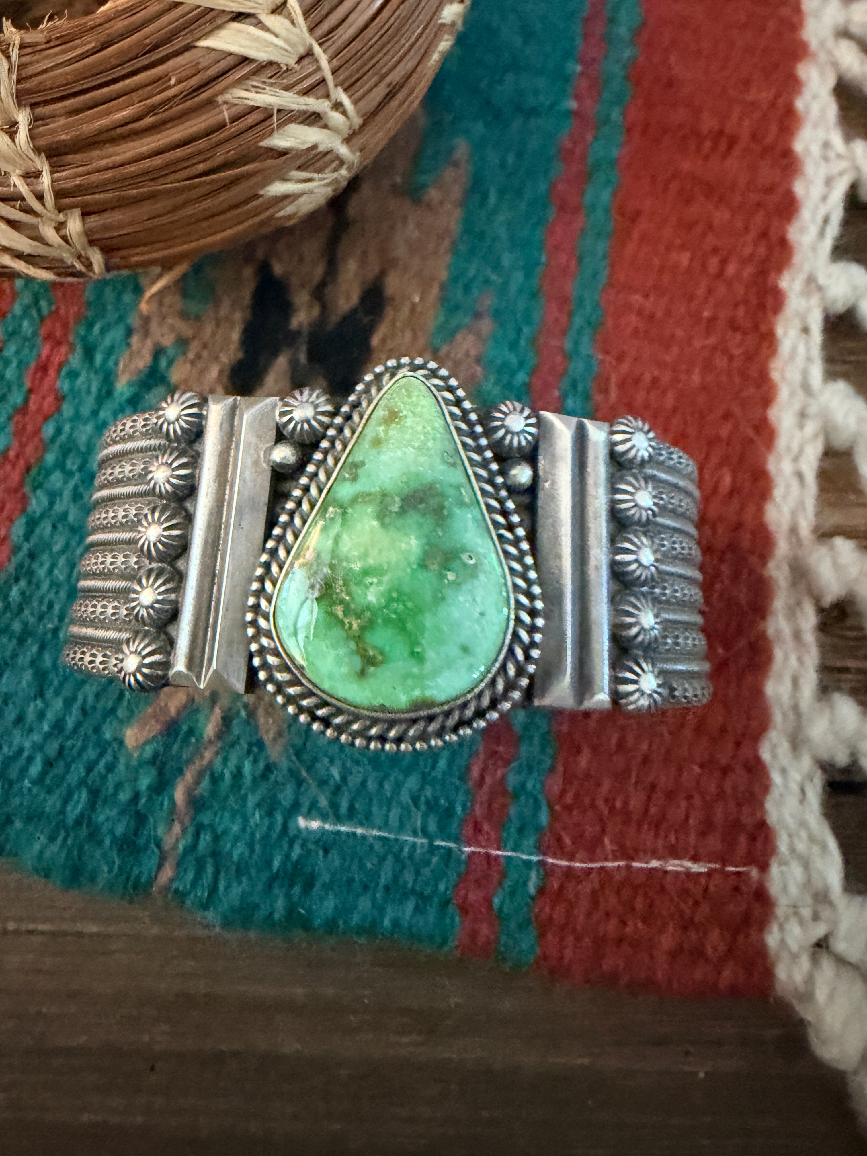 Handcrafted Carico Lake Turquoise & Sterling Silver Cuff Bracelet By M&R Calladitto