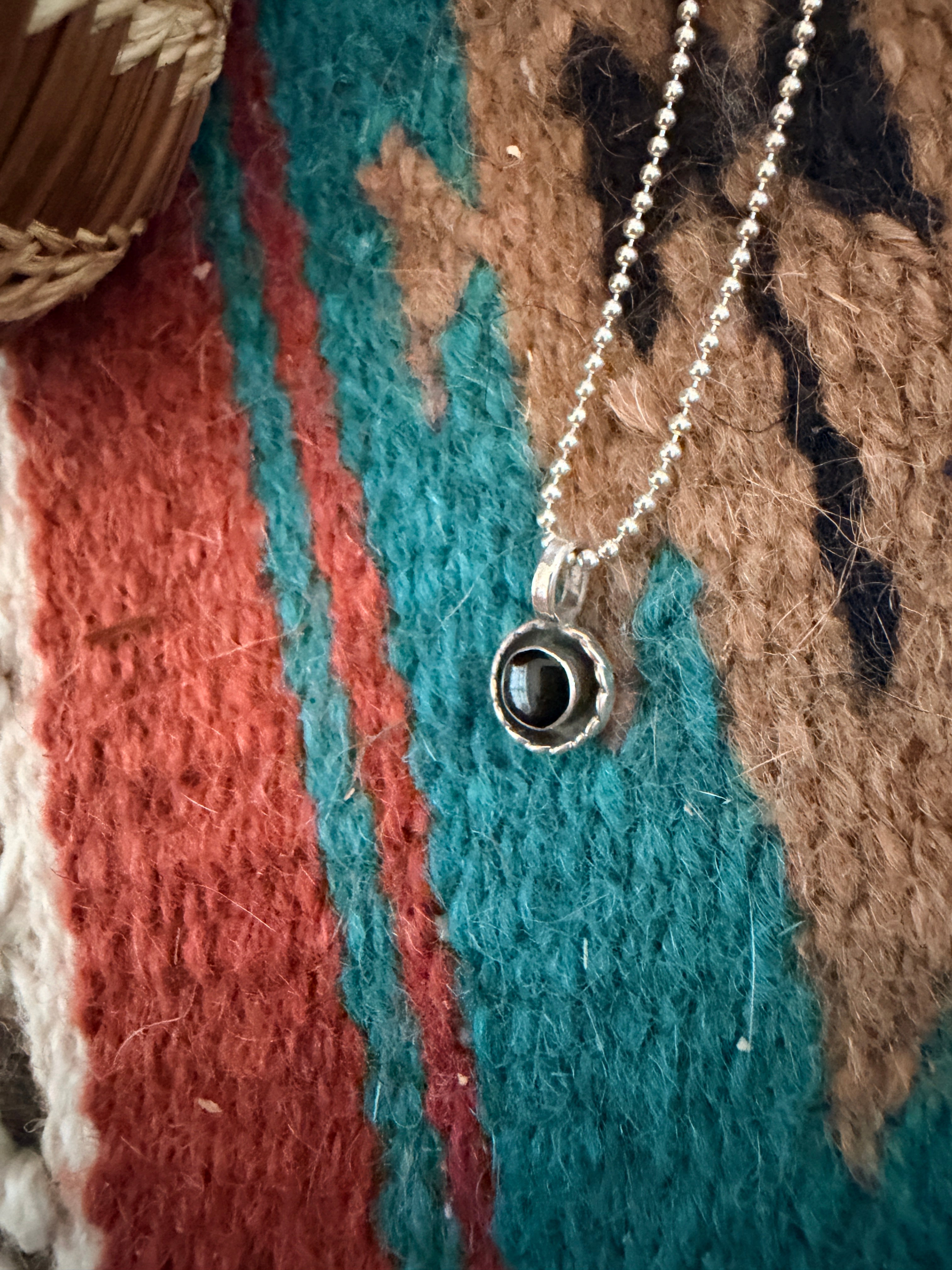Handcrafted Sterling Silver and Black Onyx Mini Pendant