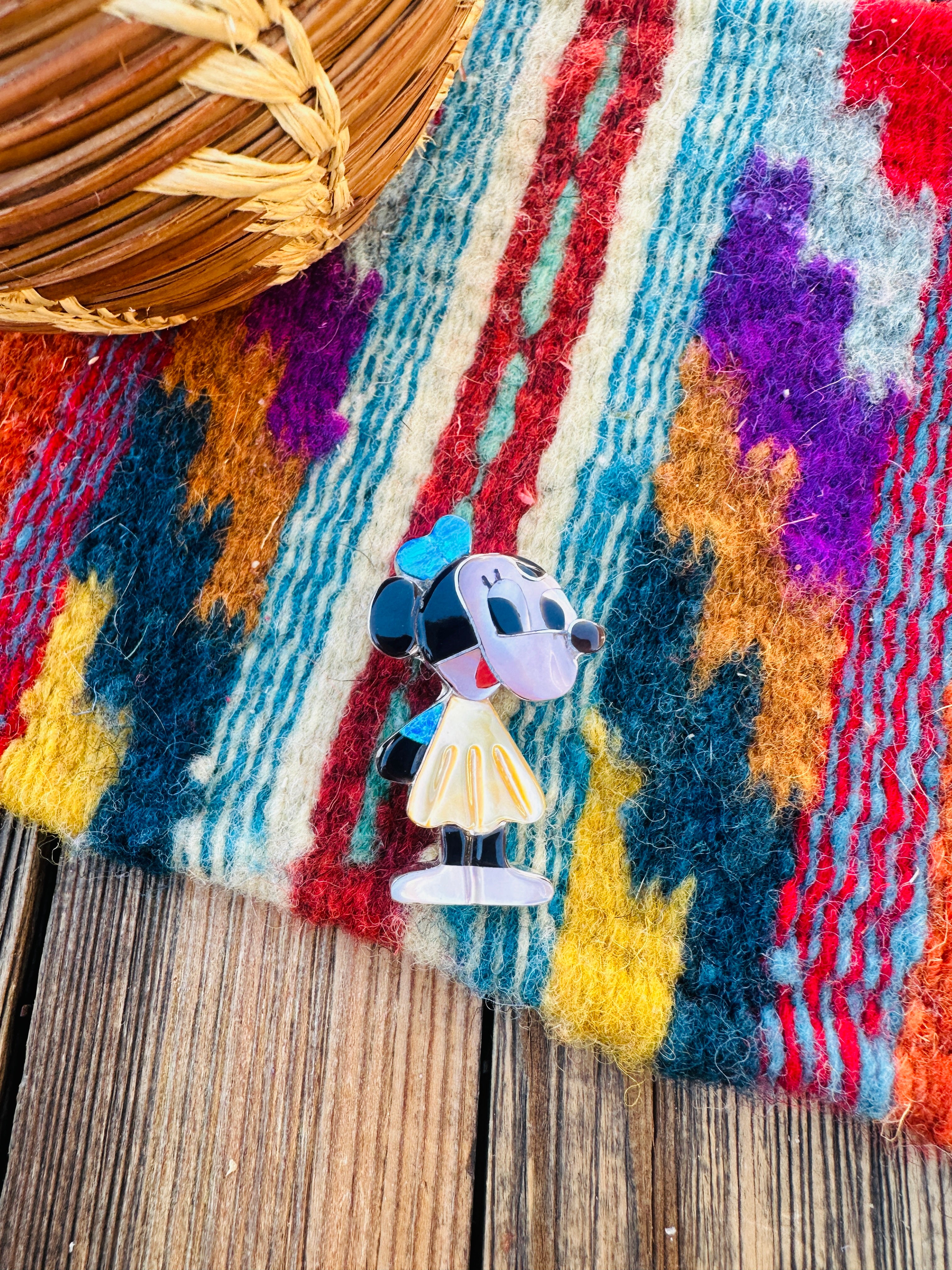 Handcrafted Sterling Silver and Multi Stone Character Brooch/ Pendant