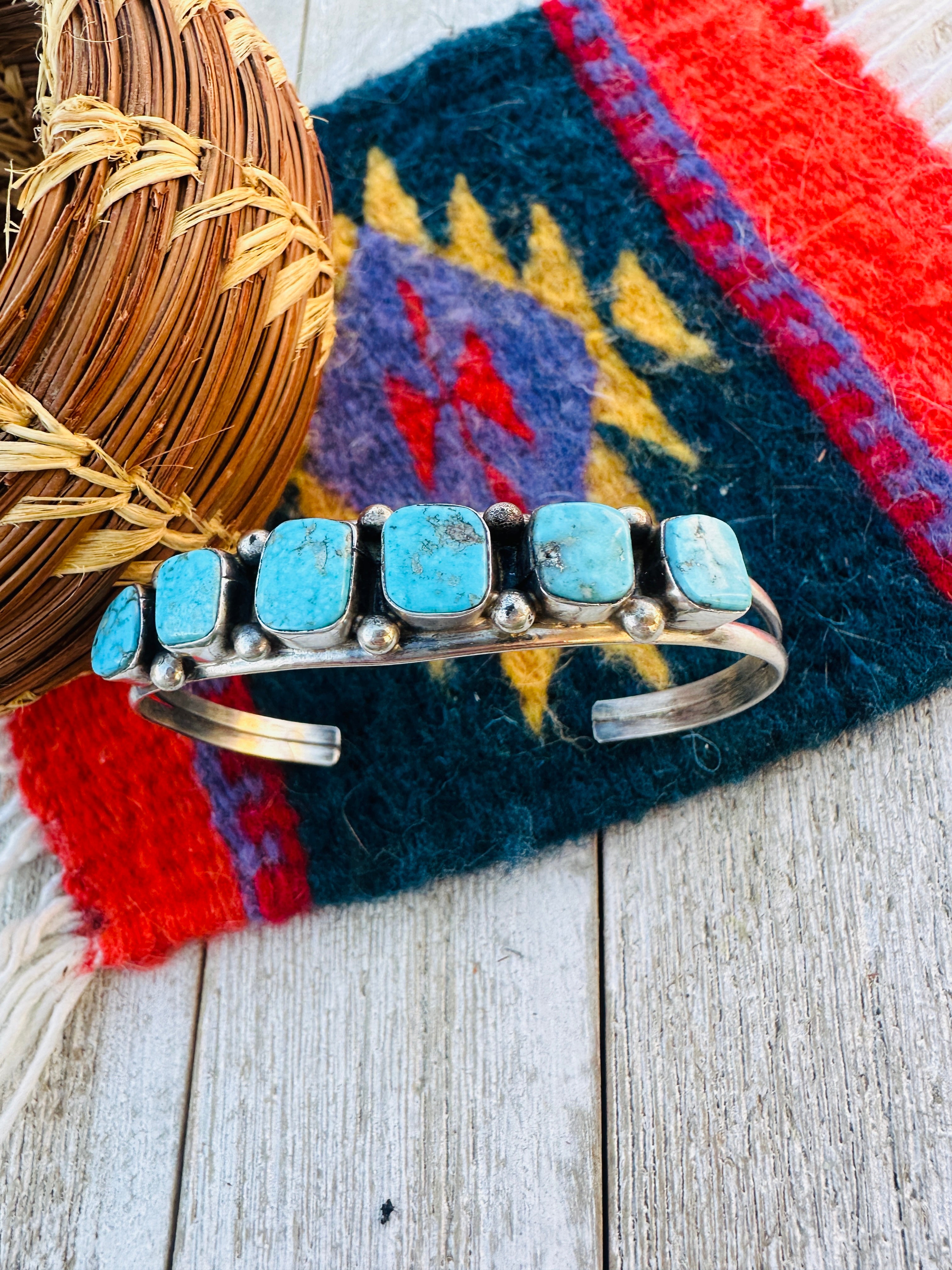 Handcrafted Turquoise & Sterling Silver Cuff Bracelet by Jacqueline Silver