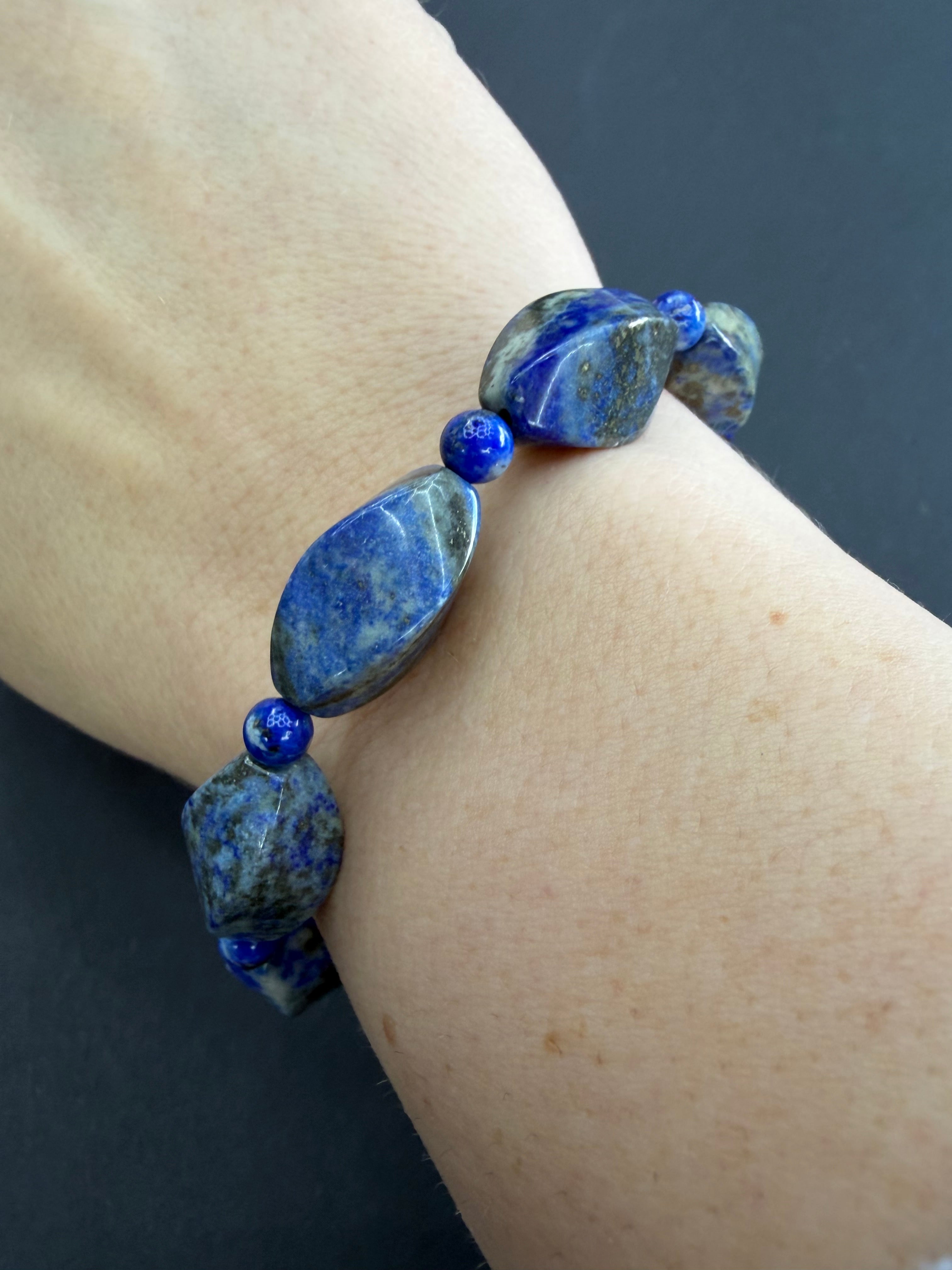 Lapis Beaded Stretch Bracelet
