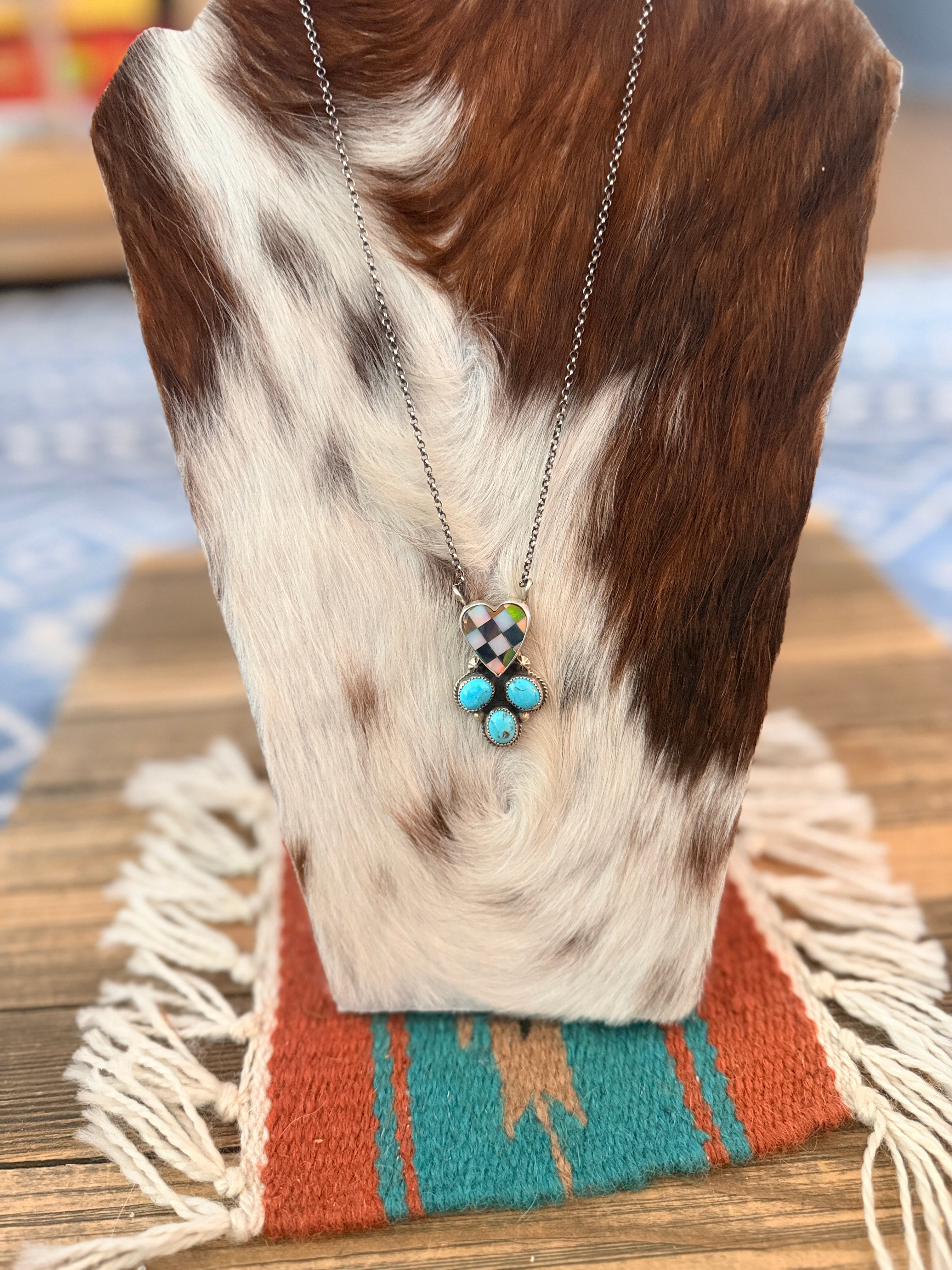 Handmade Sterling Silver & Turquoise Heart Necklace