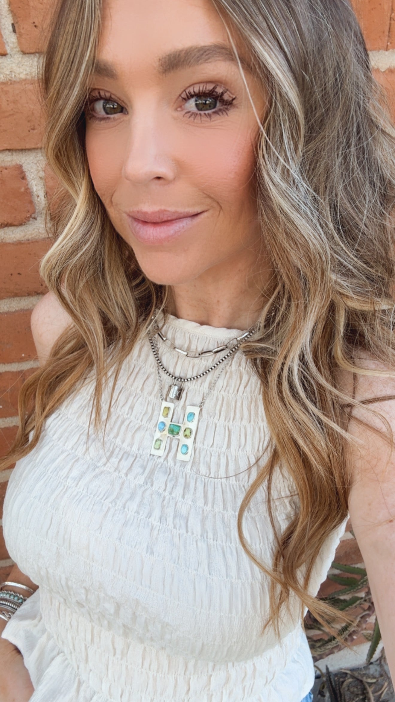 Handmade Sterling Silver Multi Stone Letter Necklace Signed Nizhoni Leslie’s fav