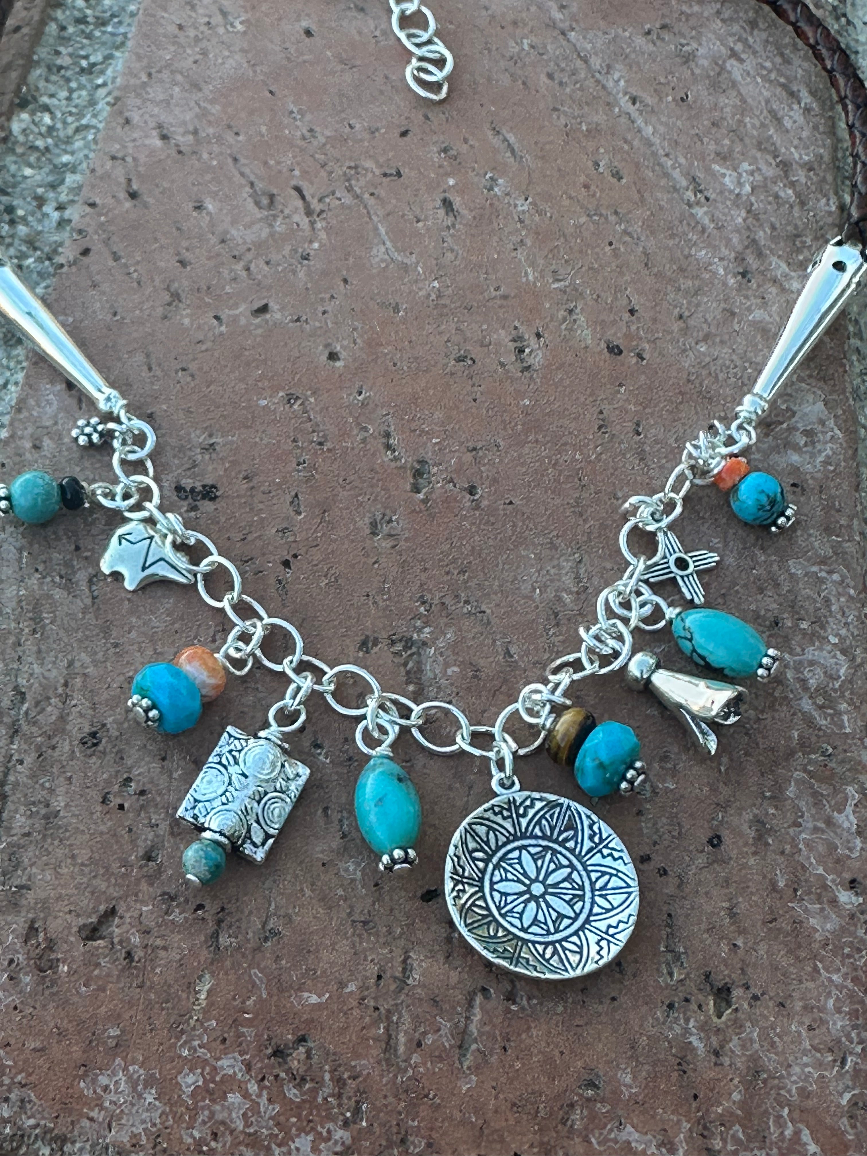 Paige Wallace Handmade Sterling Silver & Leather Charm Necklace