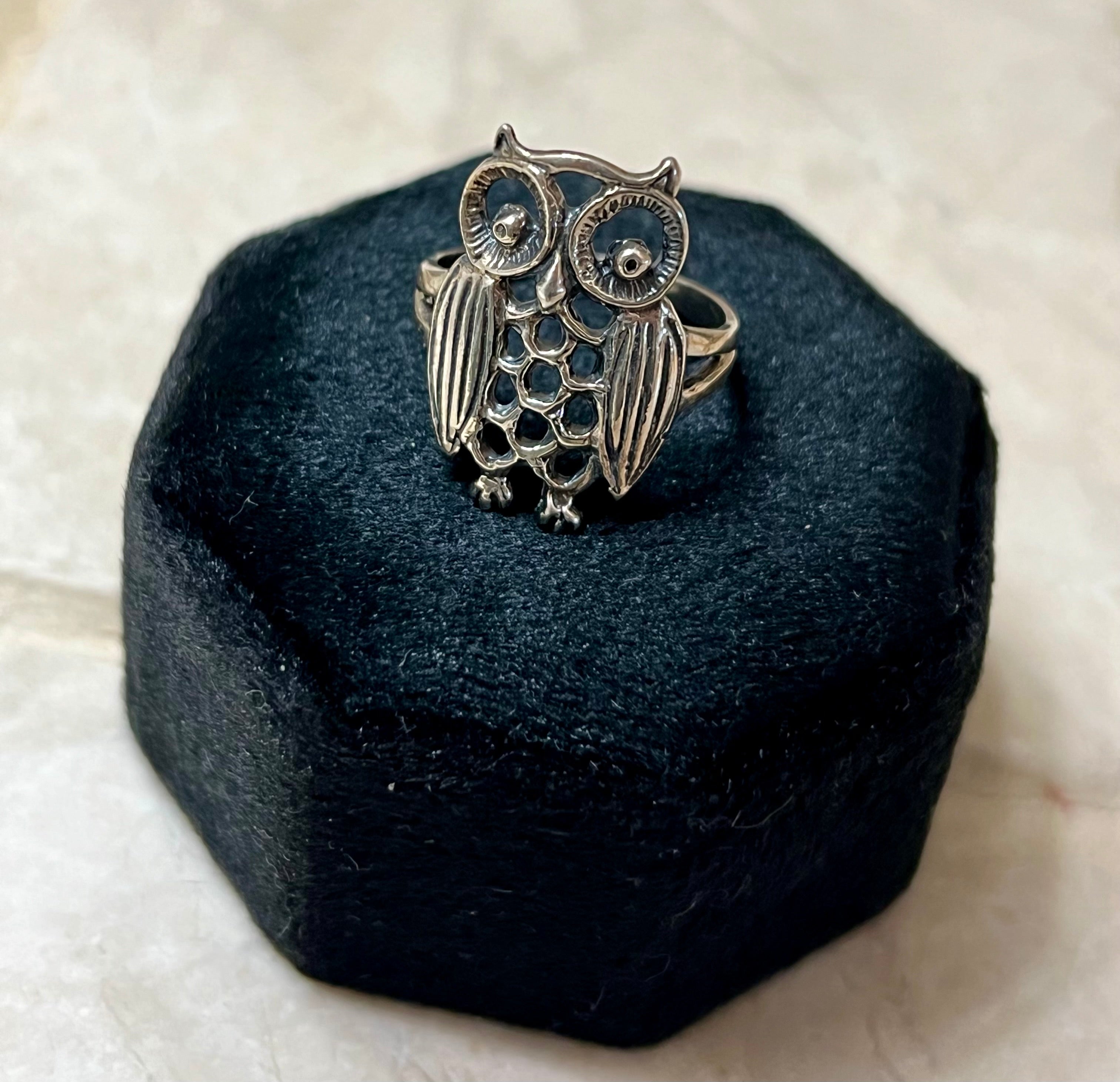 Owl Sterling Silver Ring