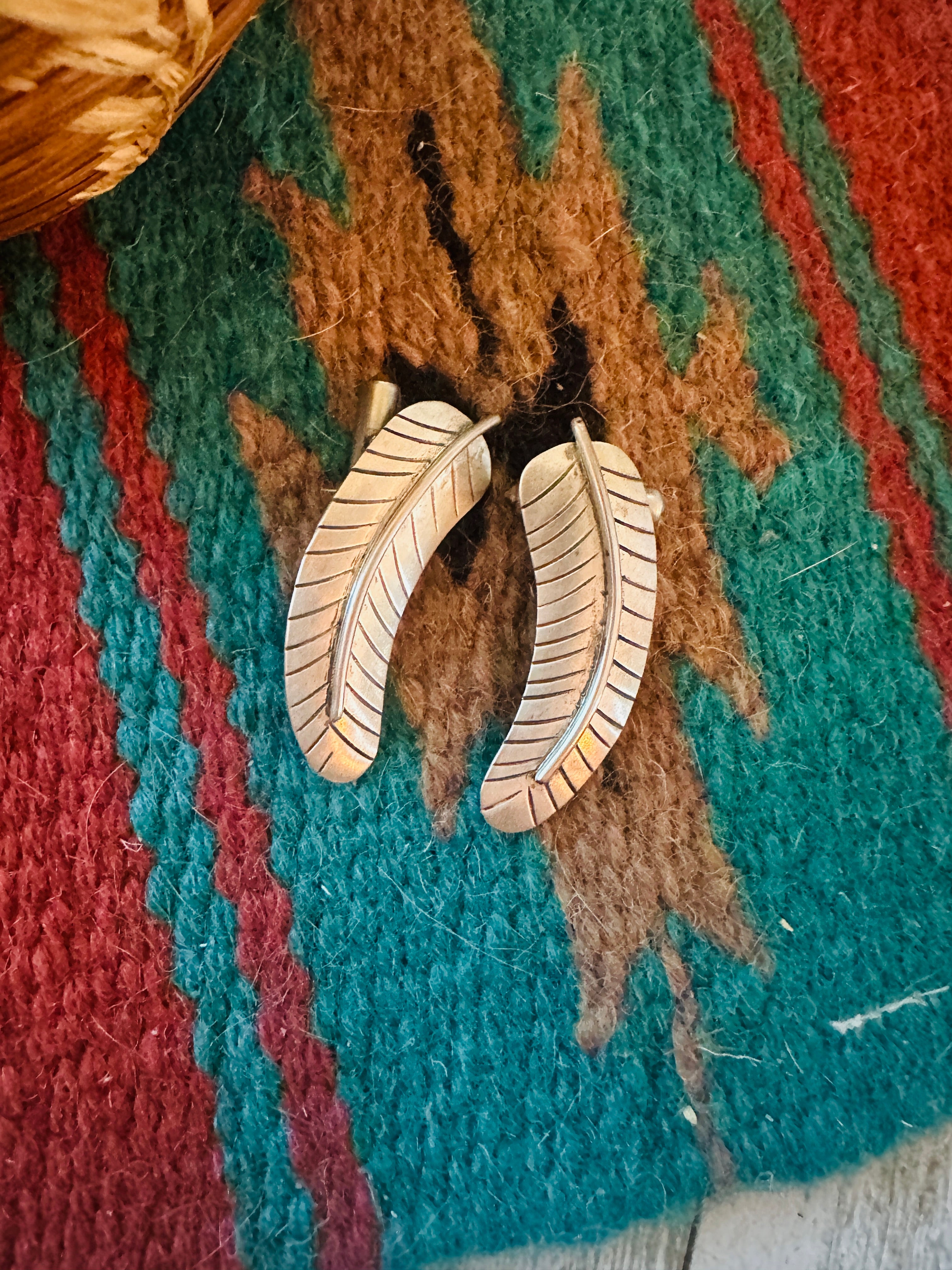 Navajo Sterling Silver Feather Cuff Links