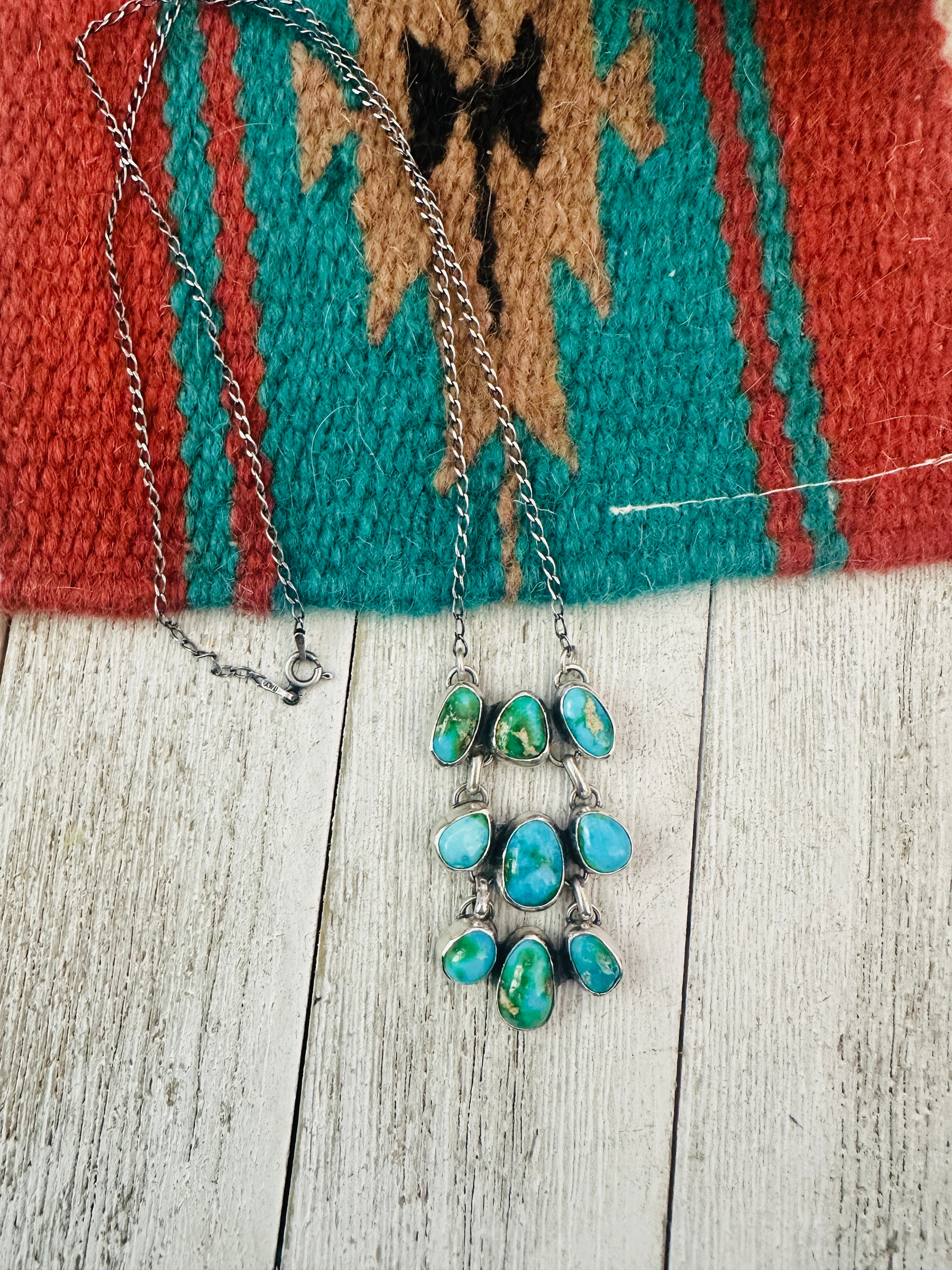 Navajo Sterling Silver & Sonoran Mountain Turquoise Necklace