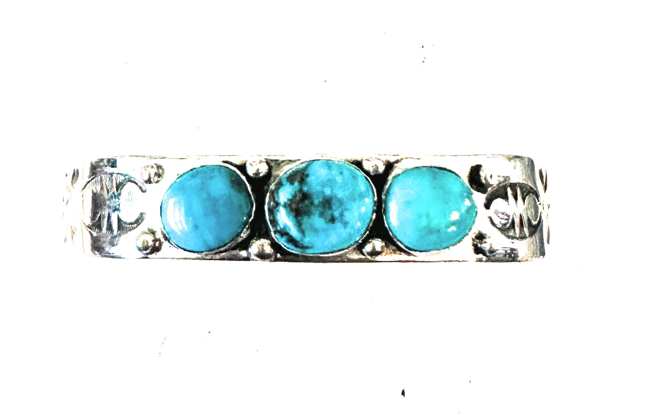 Navajo Sterling Silver & 3-Stone Turquoise Cuff Bracelet