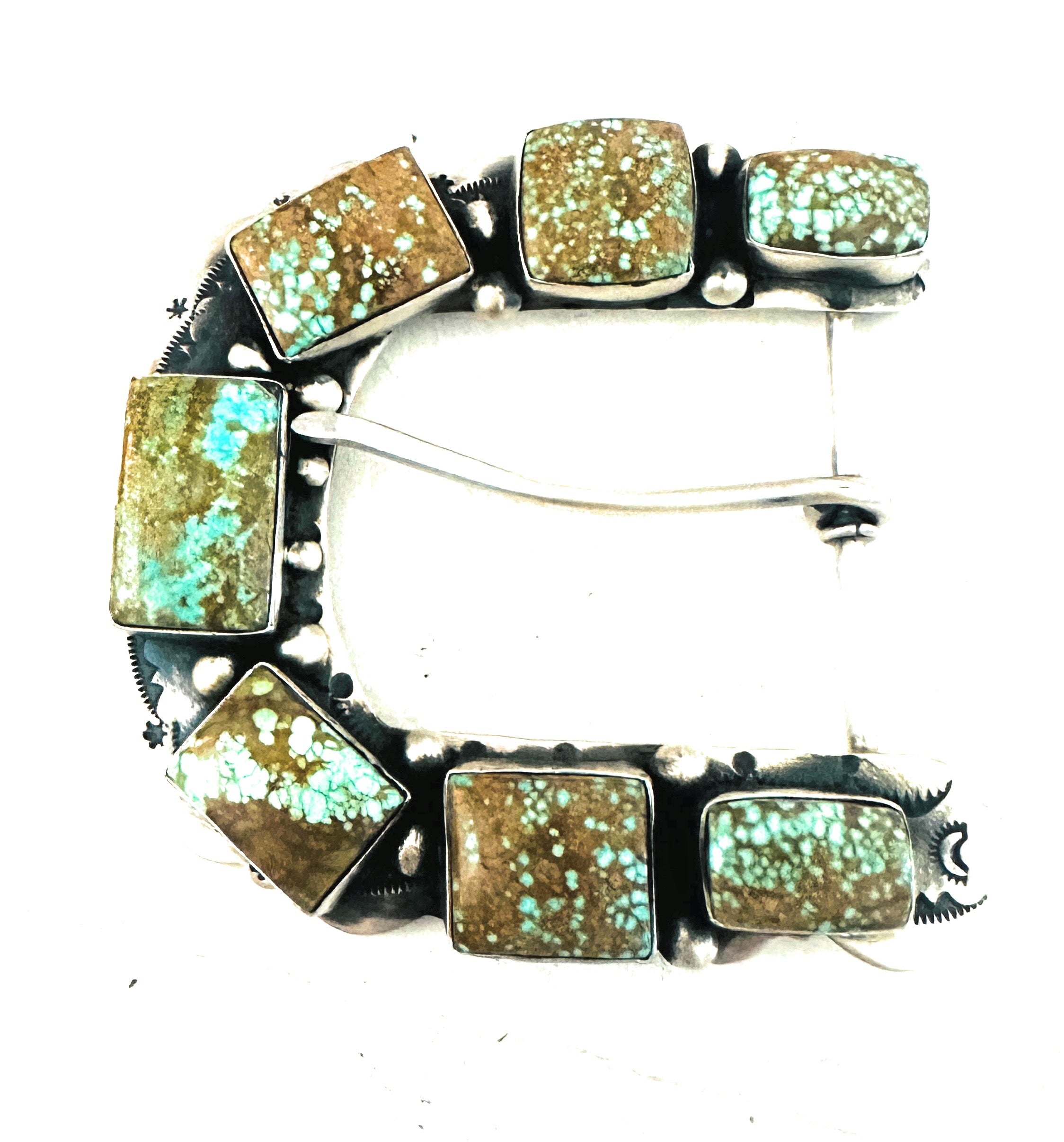 Navajo Number 8 Turquoise & Sterling Silver Belt Buckle by Russell Sam