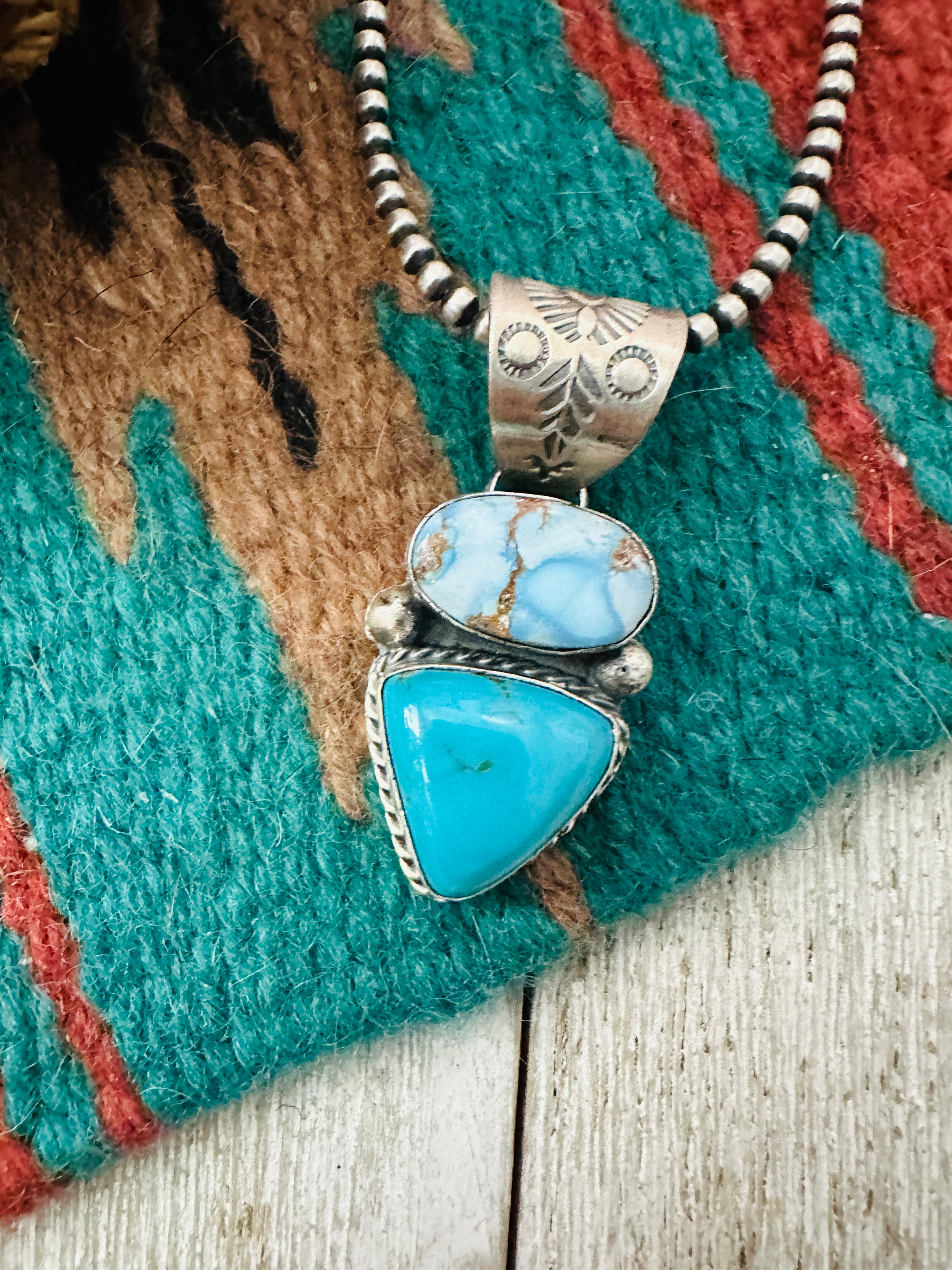 Handcrafted Sterling Silver & Multi Turquoise Pendant