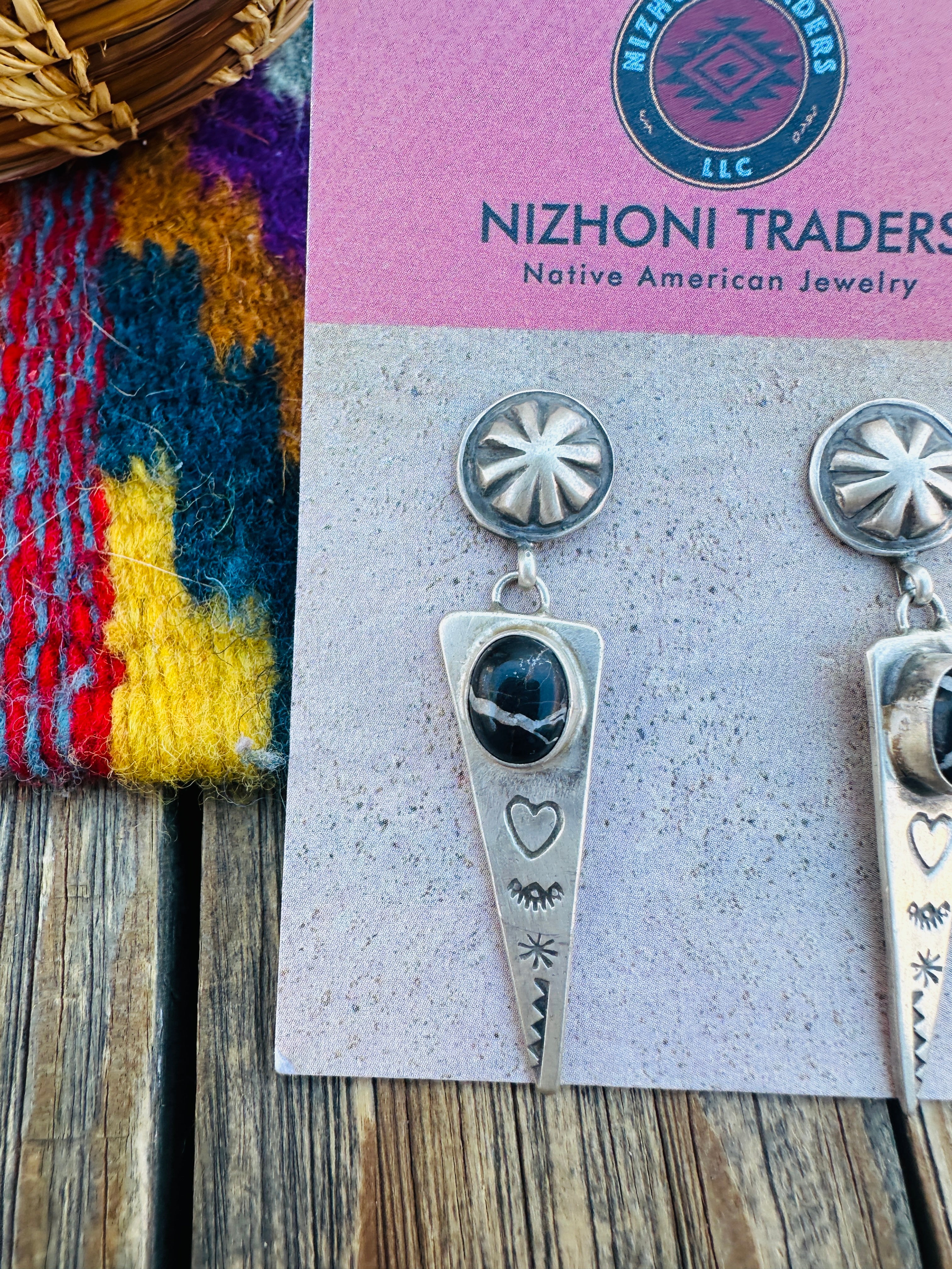 Handcrafted White Buffalo & Sterling Silver Dangle Earrings by Dakota Willie