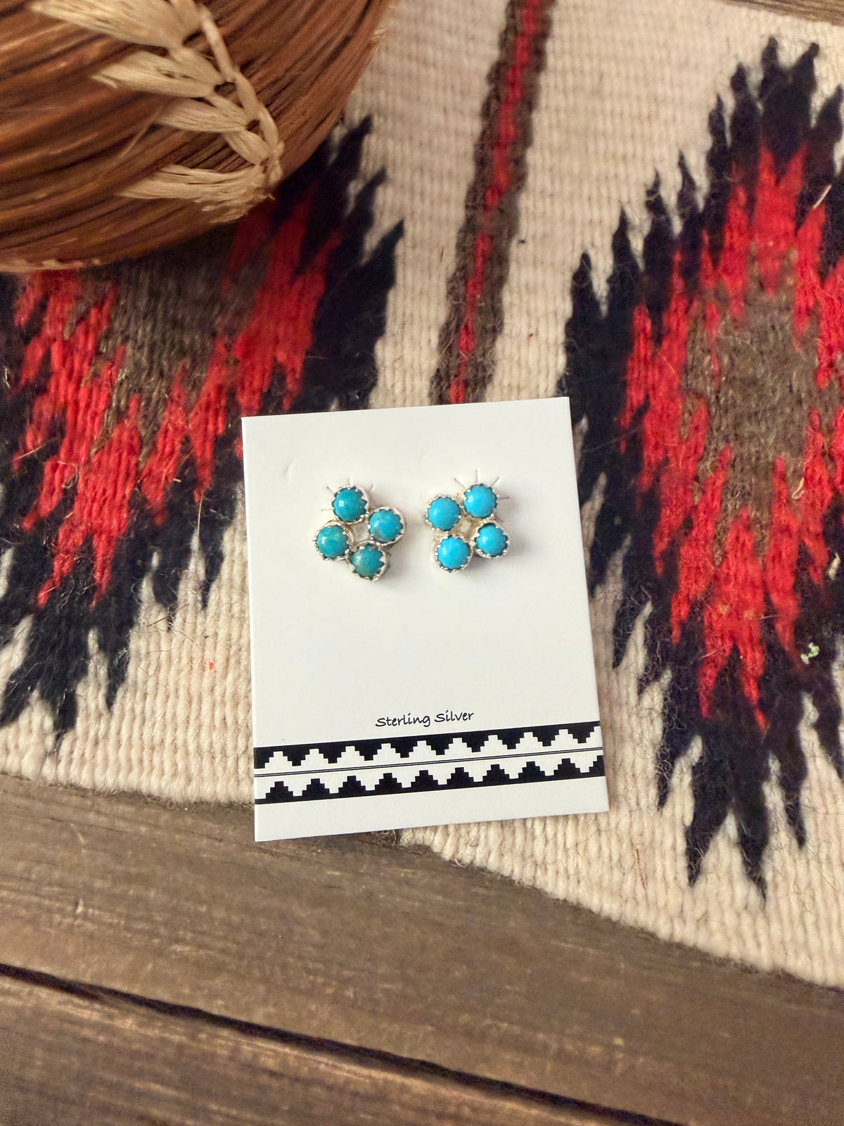 Handcrafted Sterling Silver & Turquoise Petit Point Stud Earrings
